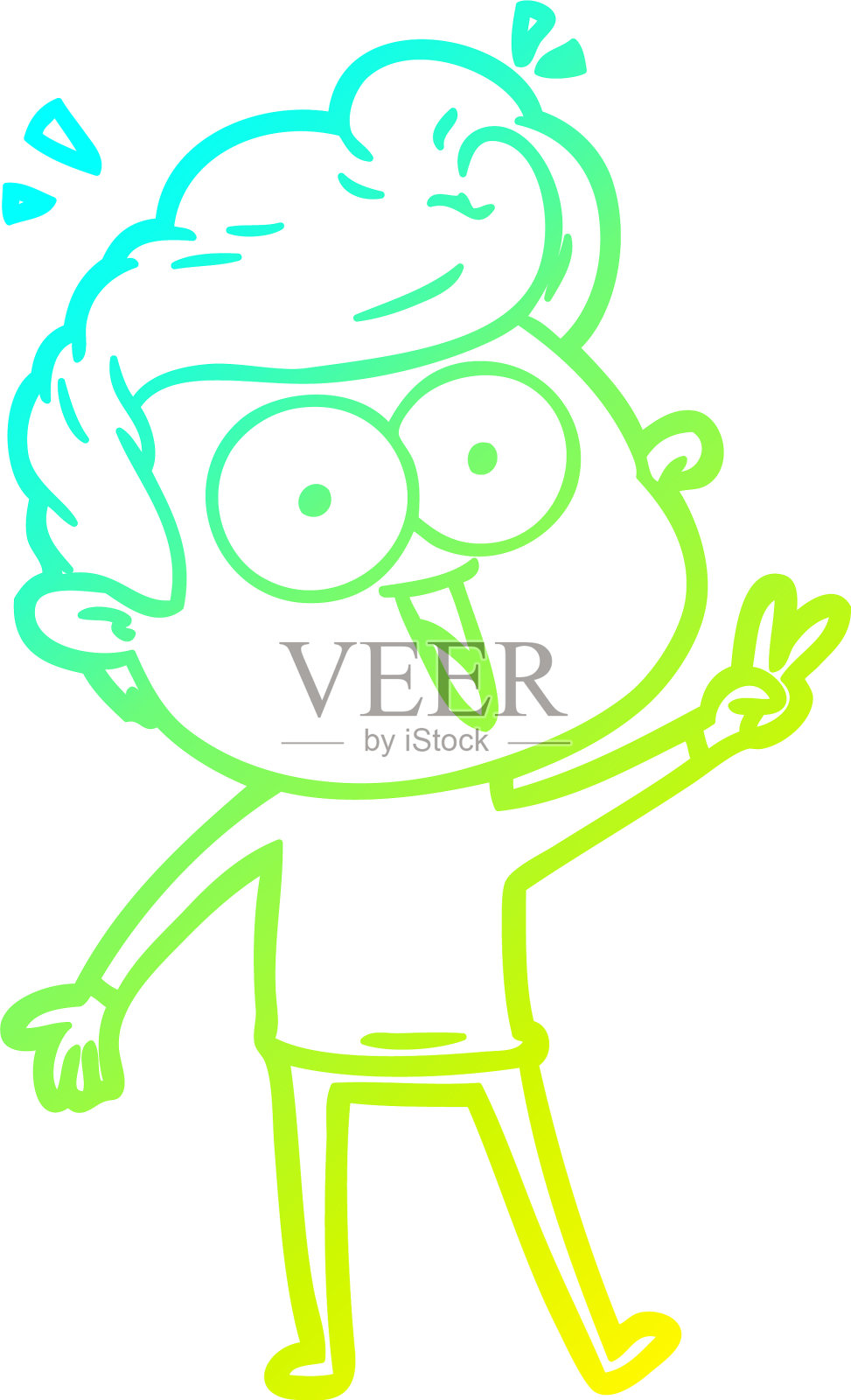 冷斜线画卡通瞪人设计元素图片