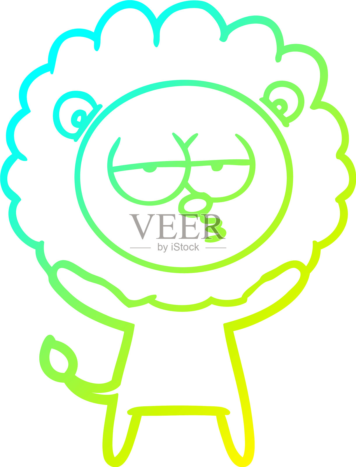 冷梯度线画漫画无聊的狮子设计元素图片