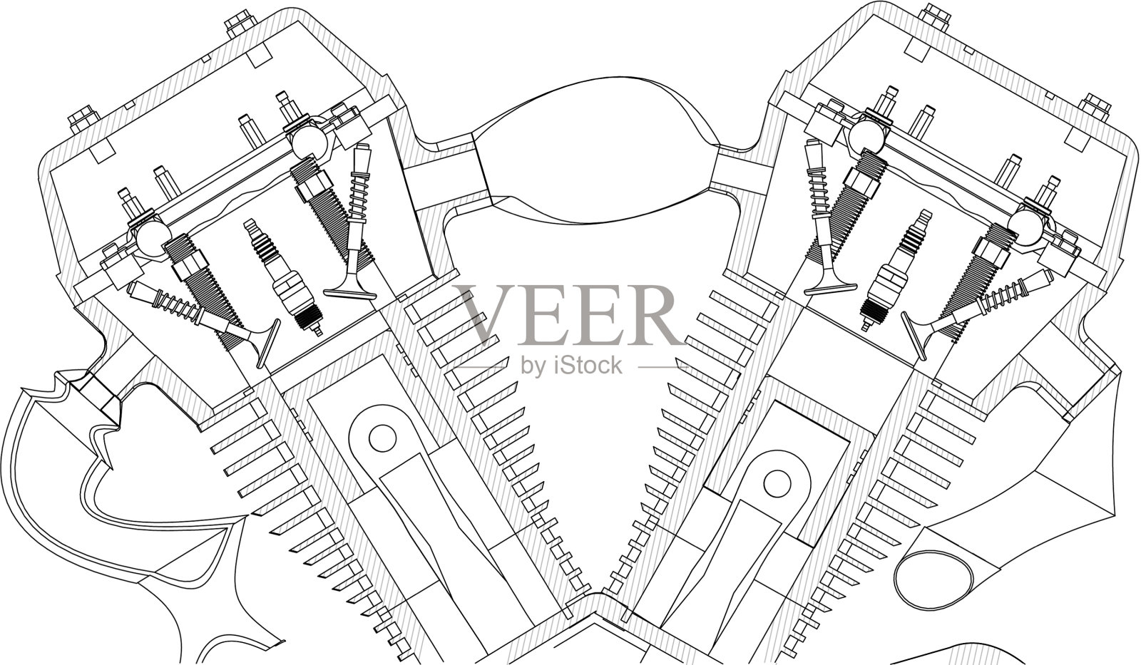 摩托车引擎上有白色设计元素图片