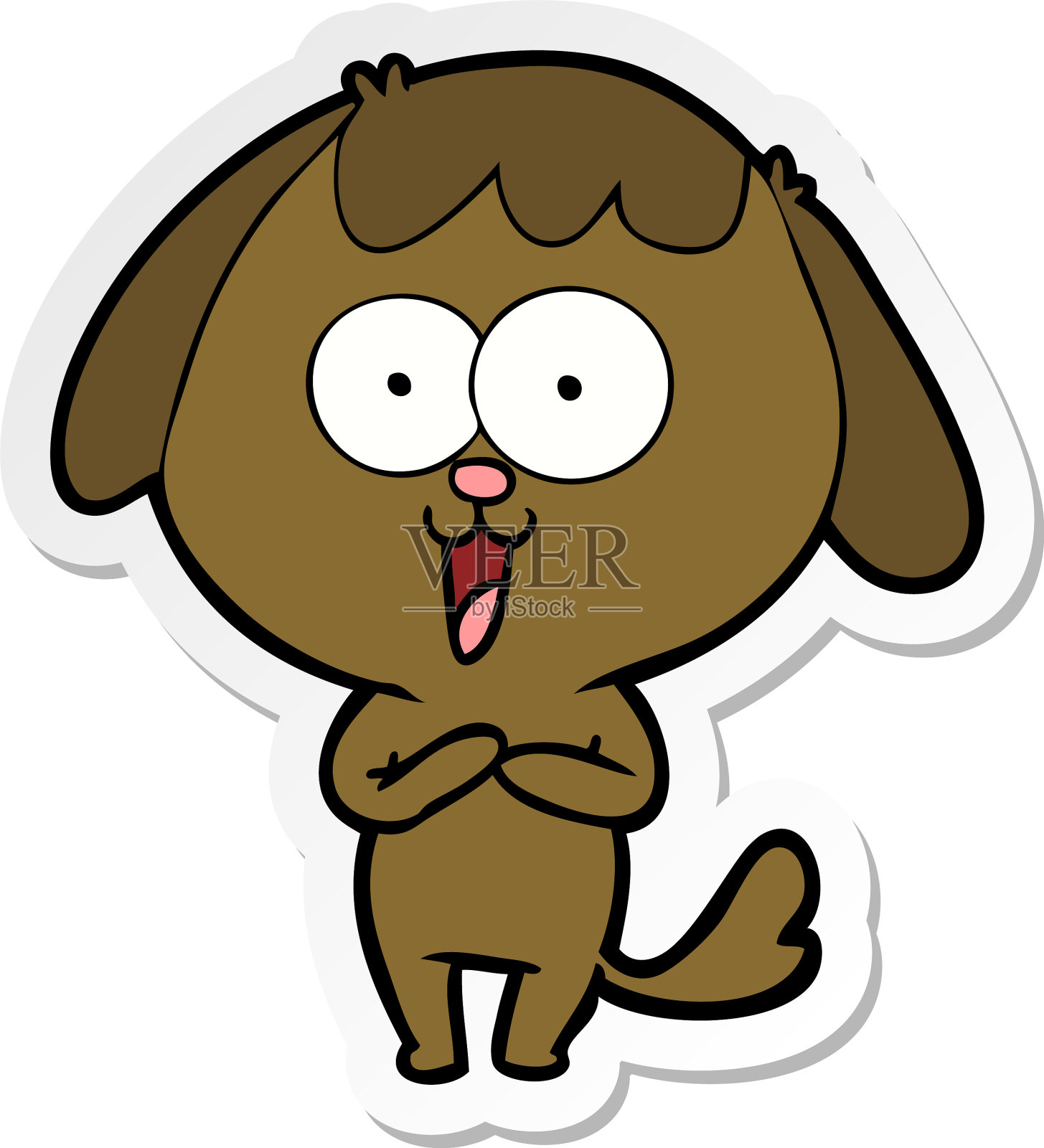 可爱的卡通狗贴纸设计元素图片