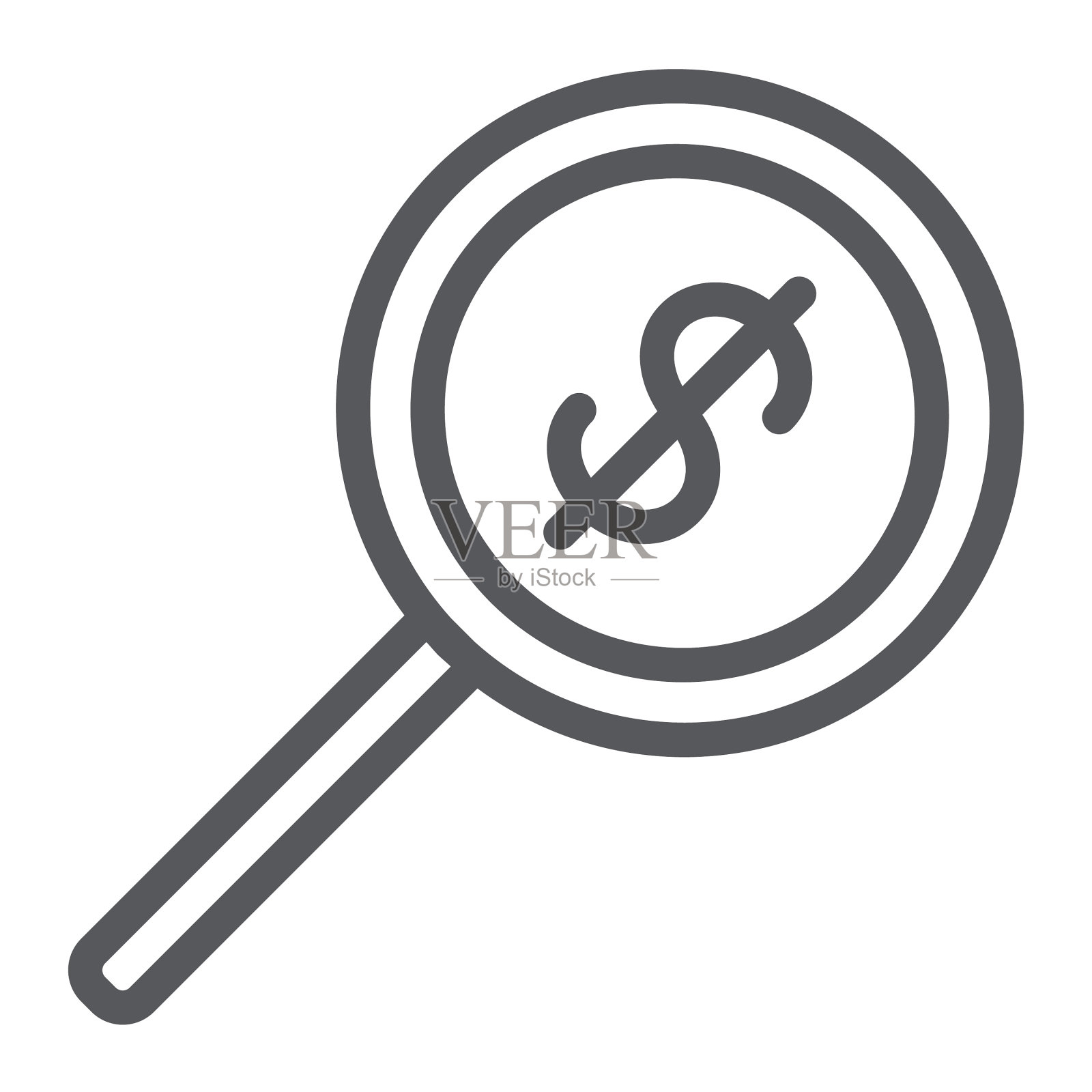 金钱搜索线图标美元和镜头放大镜设计元素图片