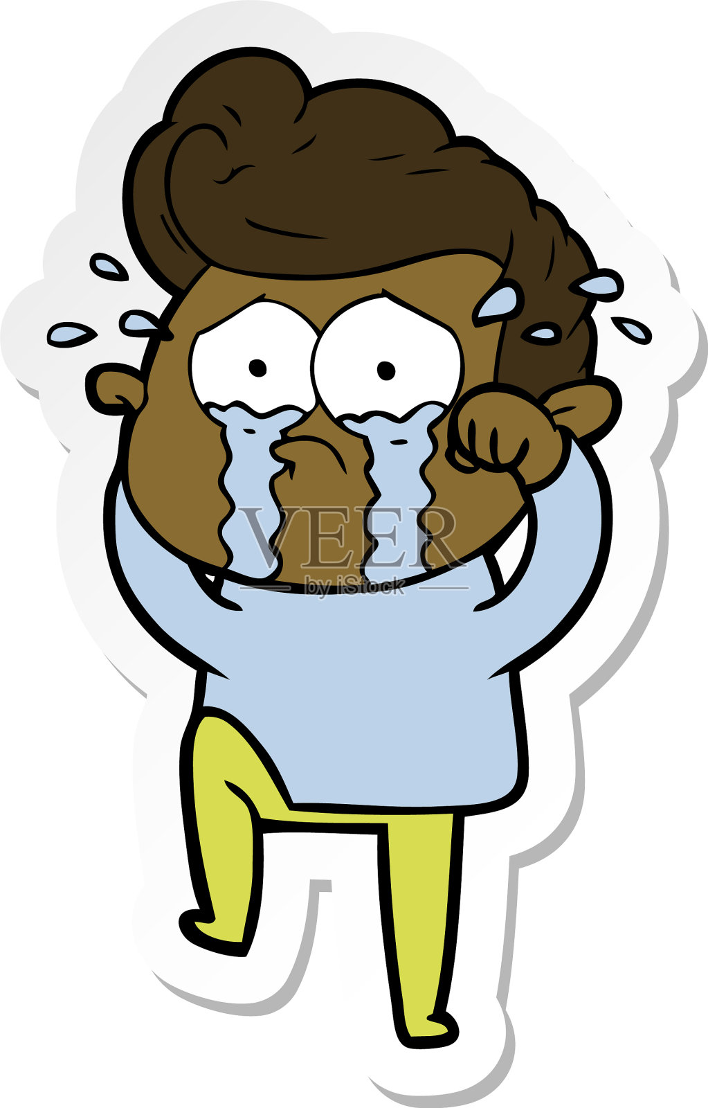 一个卡通哭泣男人的贴纸设计元素图片