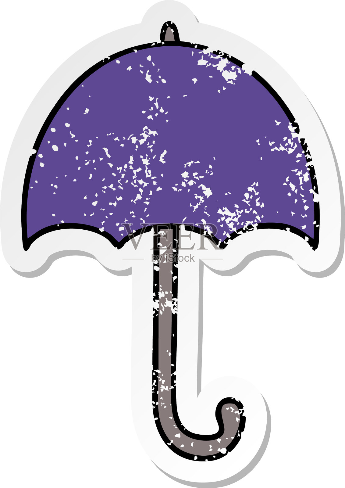 一个可爱的卡通打开伞的心疼贴纸设计元素图片