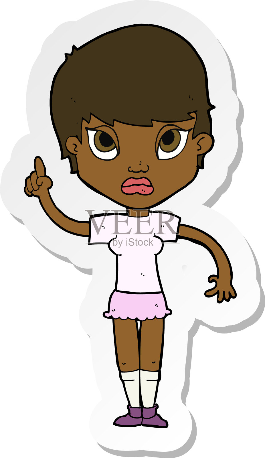 一个有创意的卡通女孩的贴纸设计元素图片