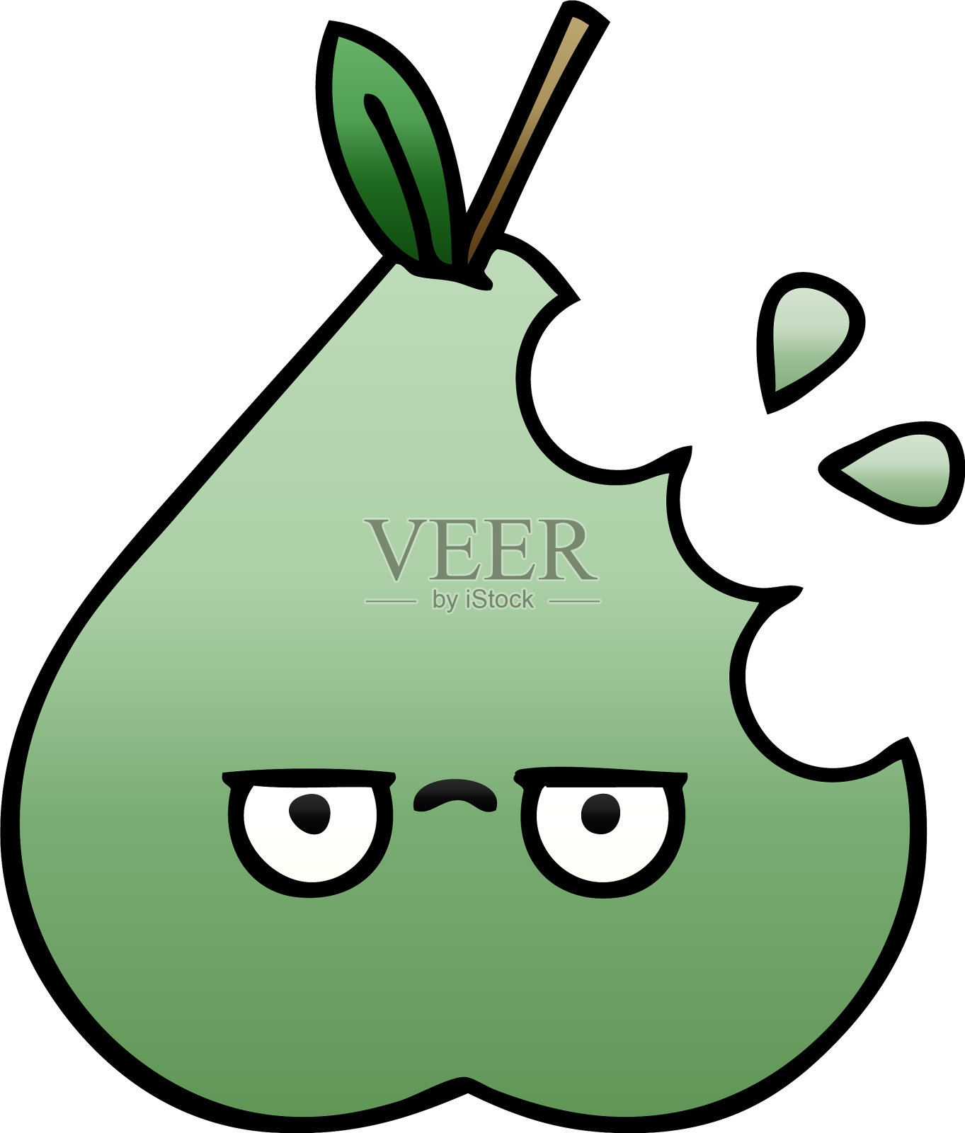 梯度阴影卡通绿色梨设计元素图片