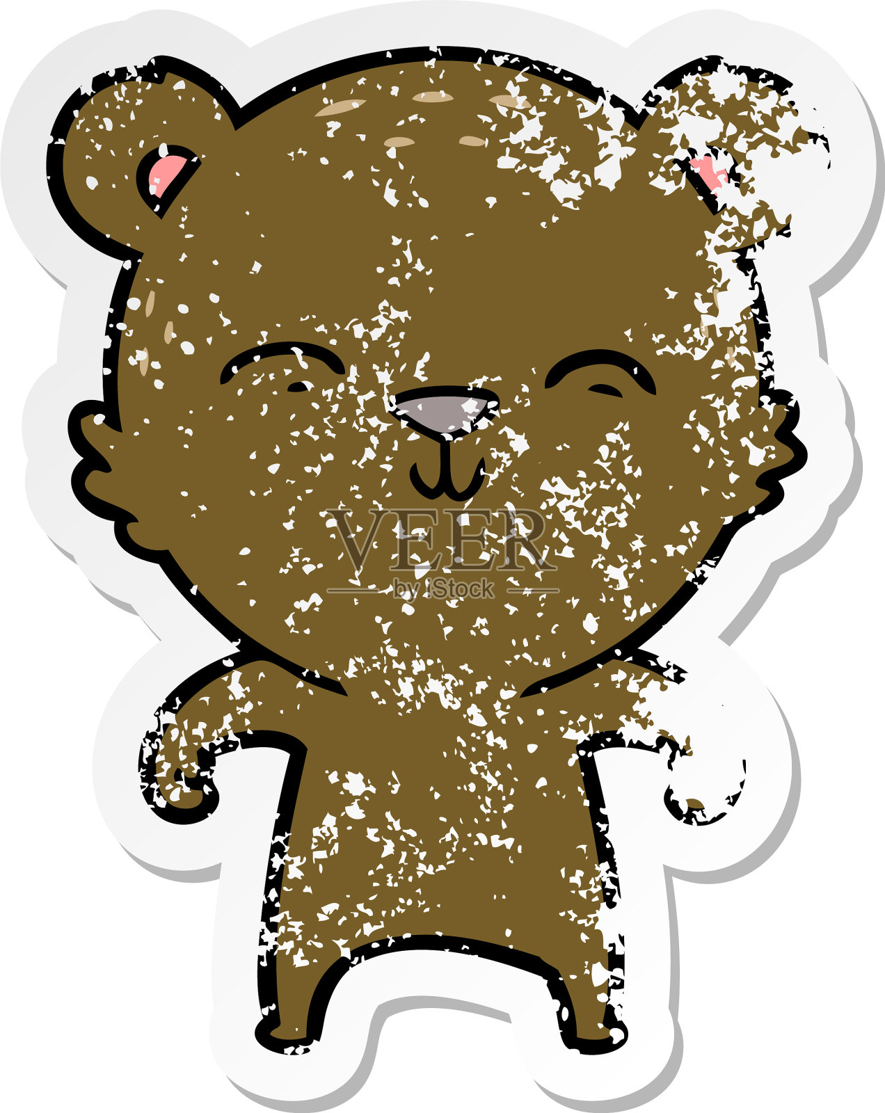 一个快乐的卡通熊的苦恼贴纸设计元素图片