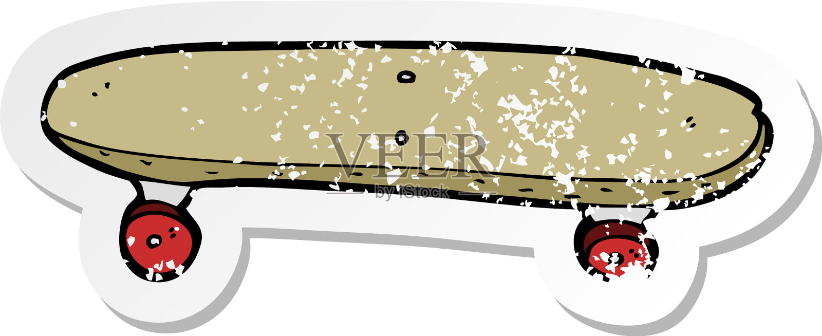 一个卡通滑板的复古心疼贴纸设计元素图片