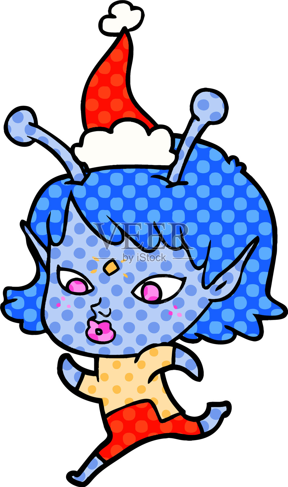 漂亮的漫画风格的外星女孩奔跑设计元素图片