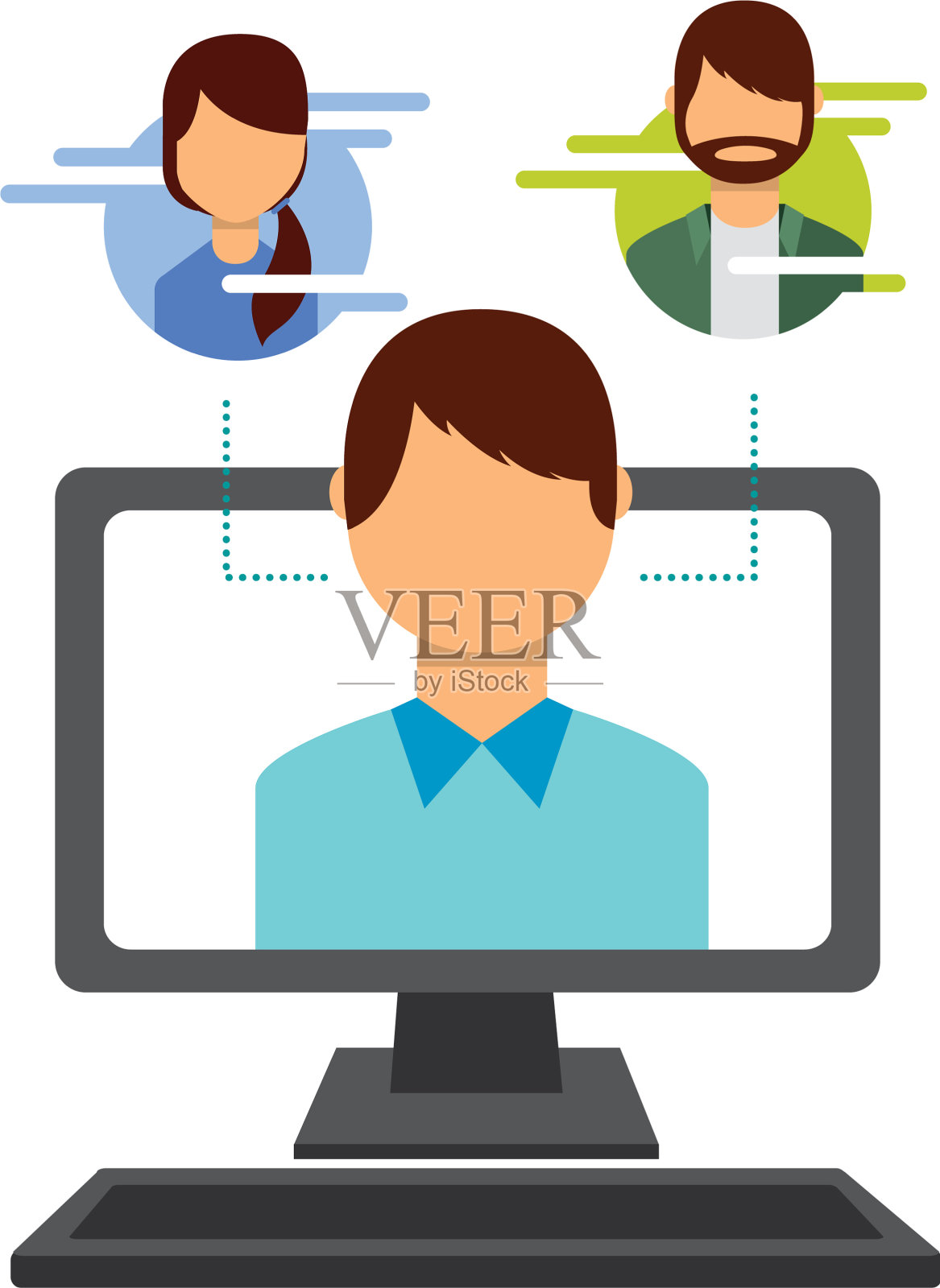 屏幕上的人电脑上的人社交媒体上的人设计元素图片