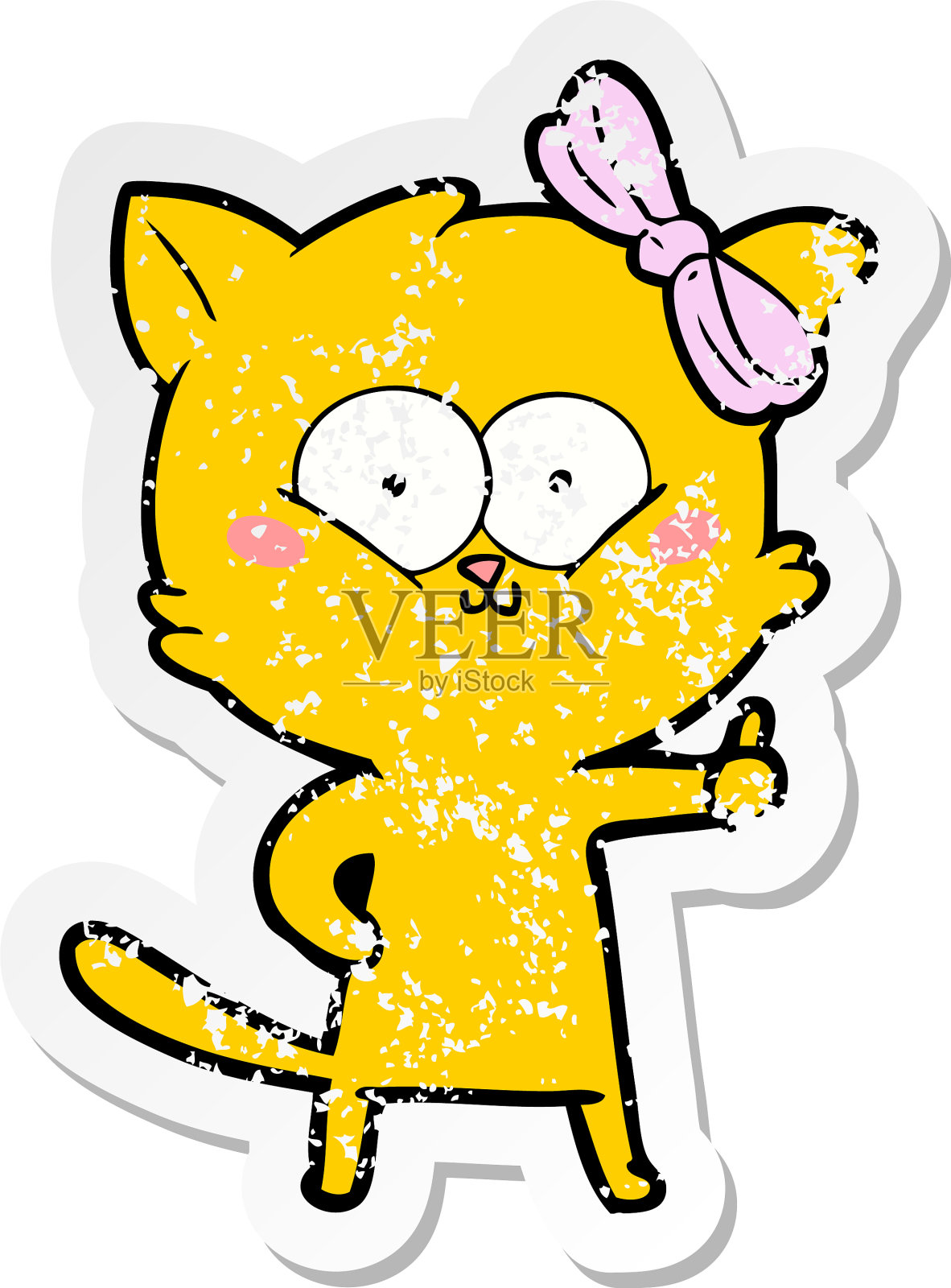 一个卡通猫的苦恼贴纸设计元素图片