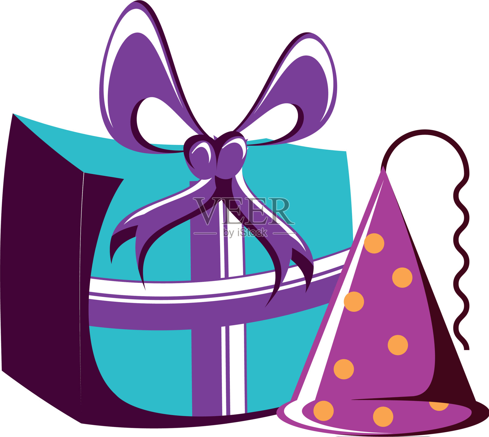 礼盒礼品与帽子派对设计元素图片