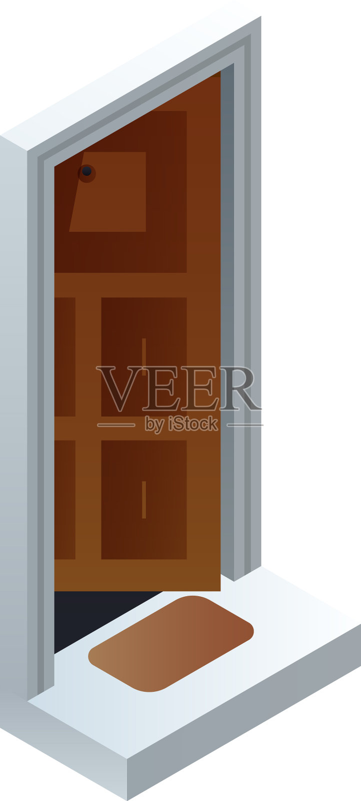 Open house door图标等距风格设计元素图片