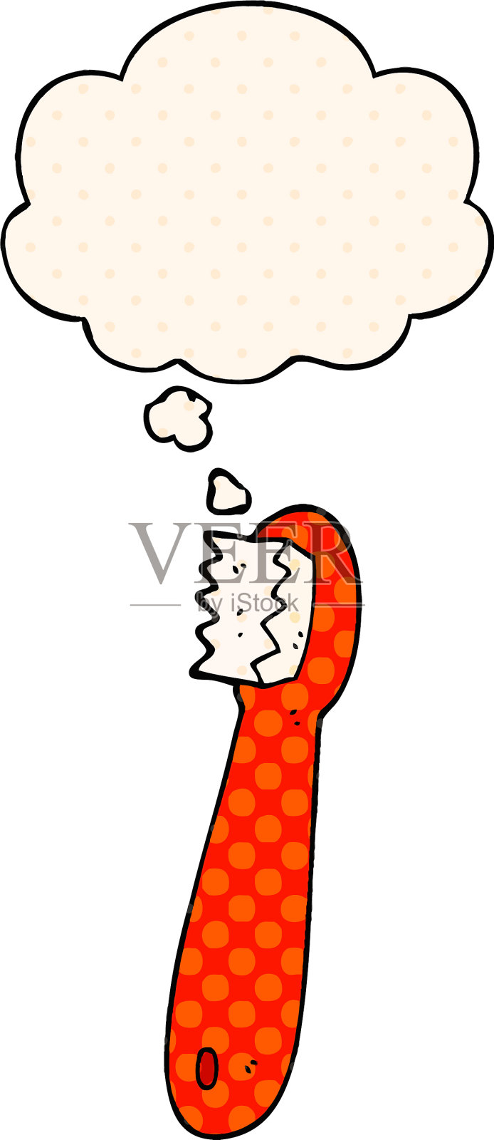卡通牙刷和漫画中的思想泡泡设计元素图片