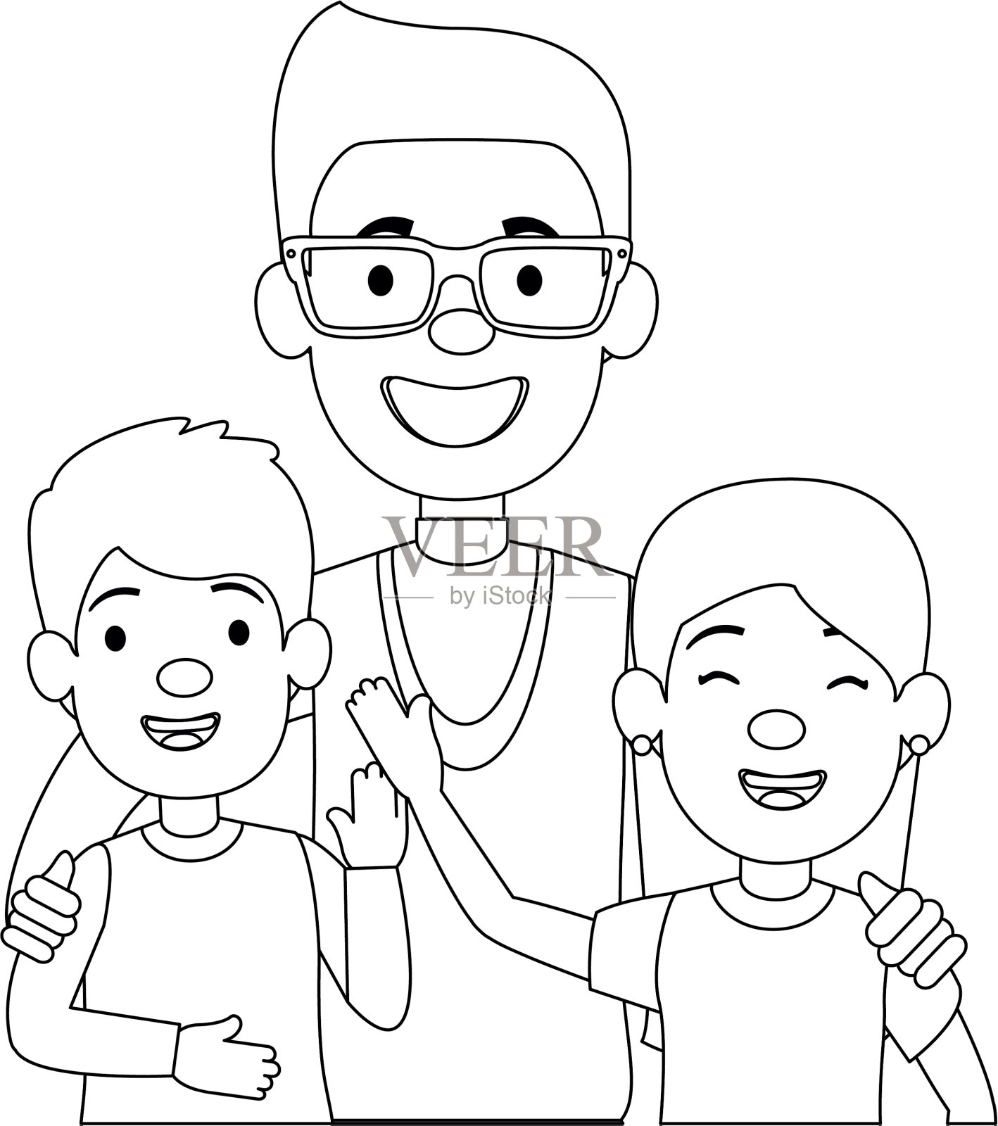 最好的爸爸和小女儿和儿子的角色设计元素图片