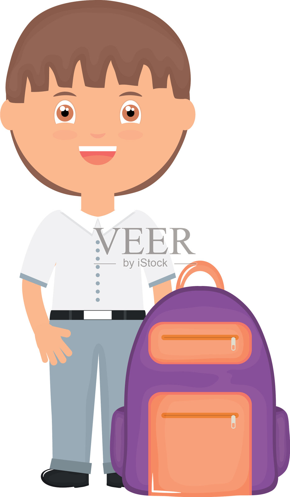 可爱的小学生带着书包设计元素图片