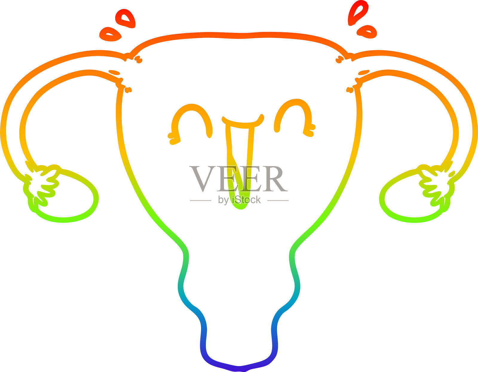 彩虹梯度线绘制卡通快乐子宫设计元素图片