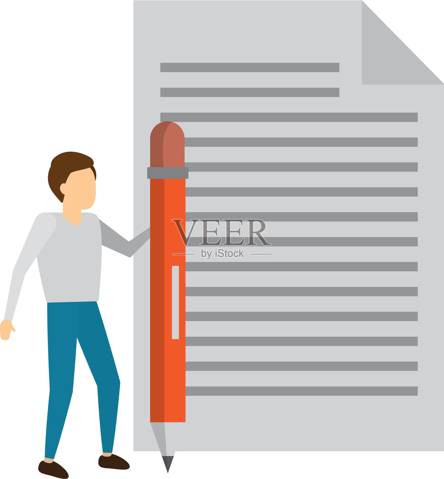 拿着铅笔纸的商人设计元素图片