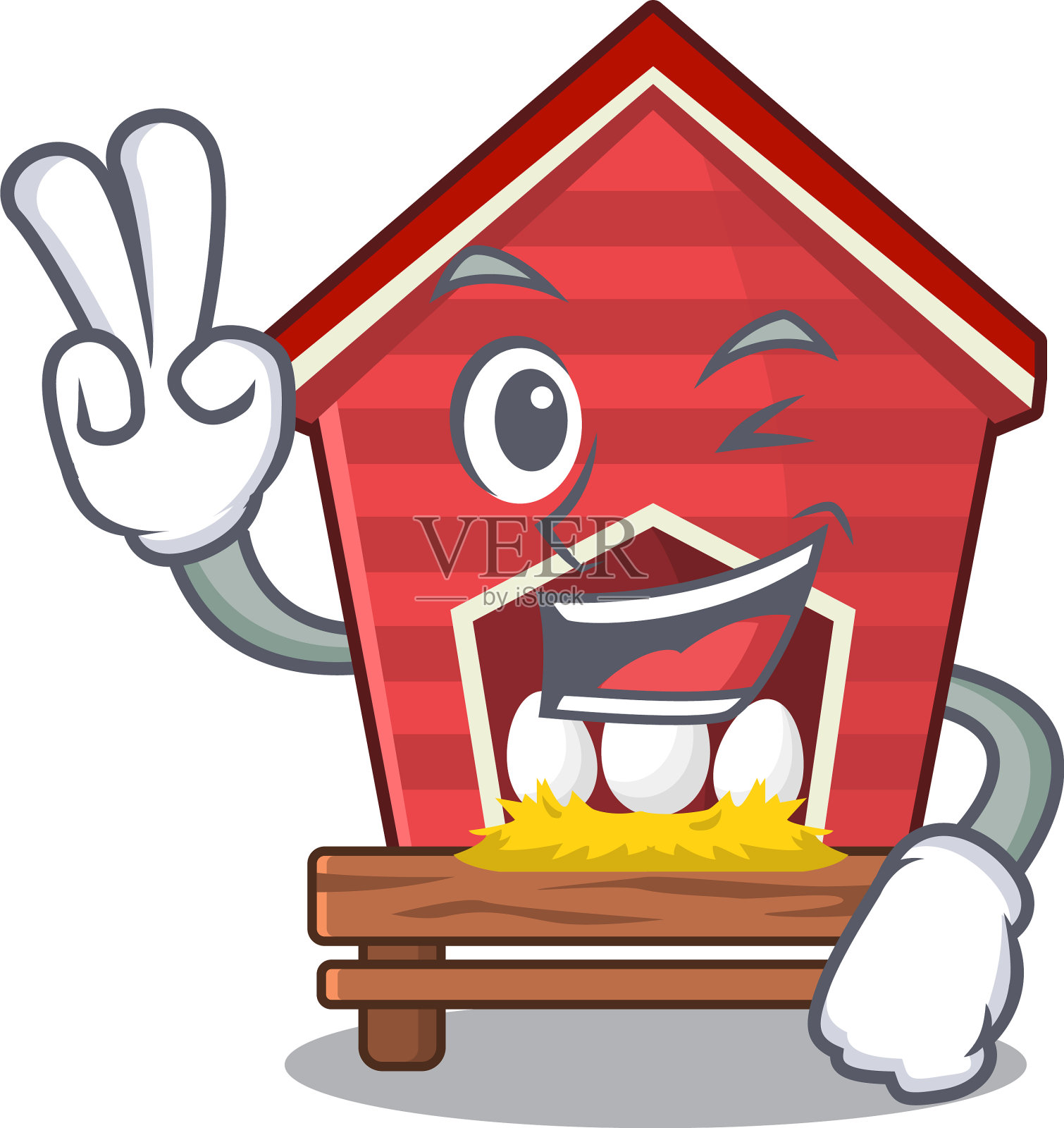 卡通造型的两指鸡笼设计元素图片