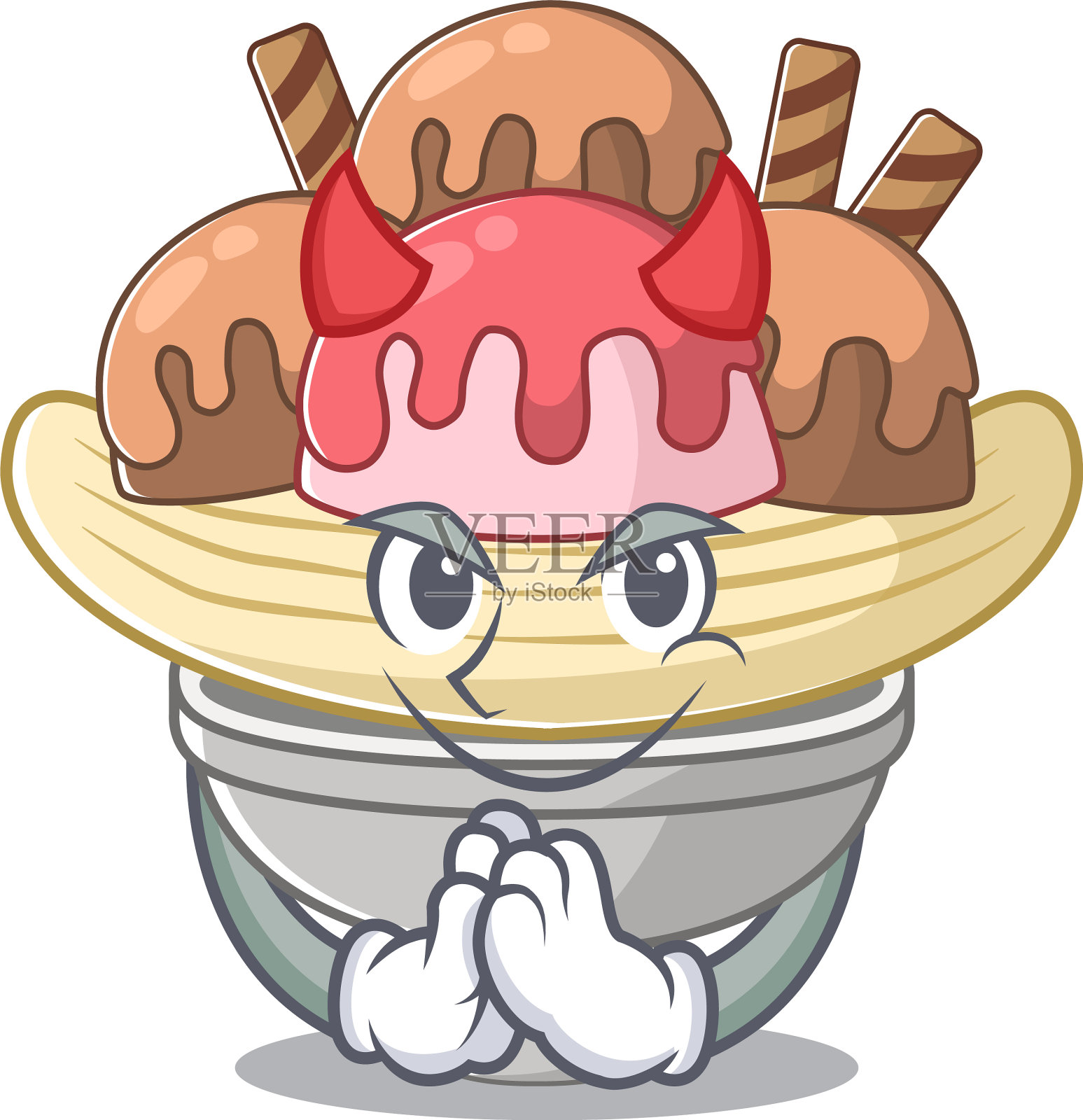 魔鬼香蕉分裂卡通人物设计插画图片素材