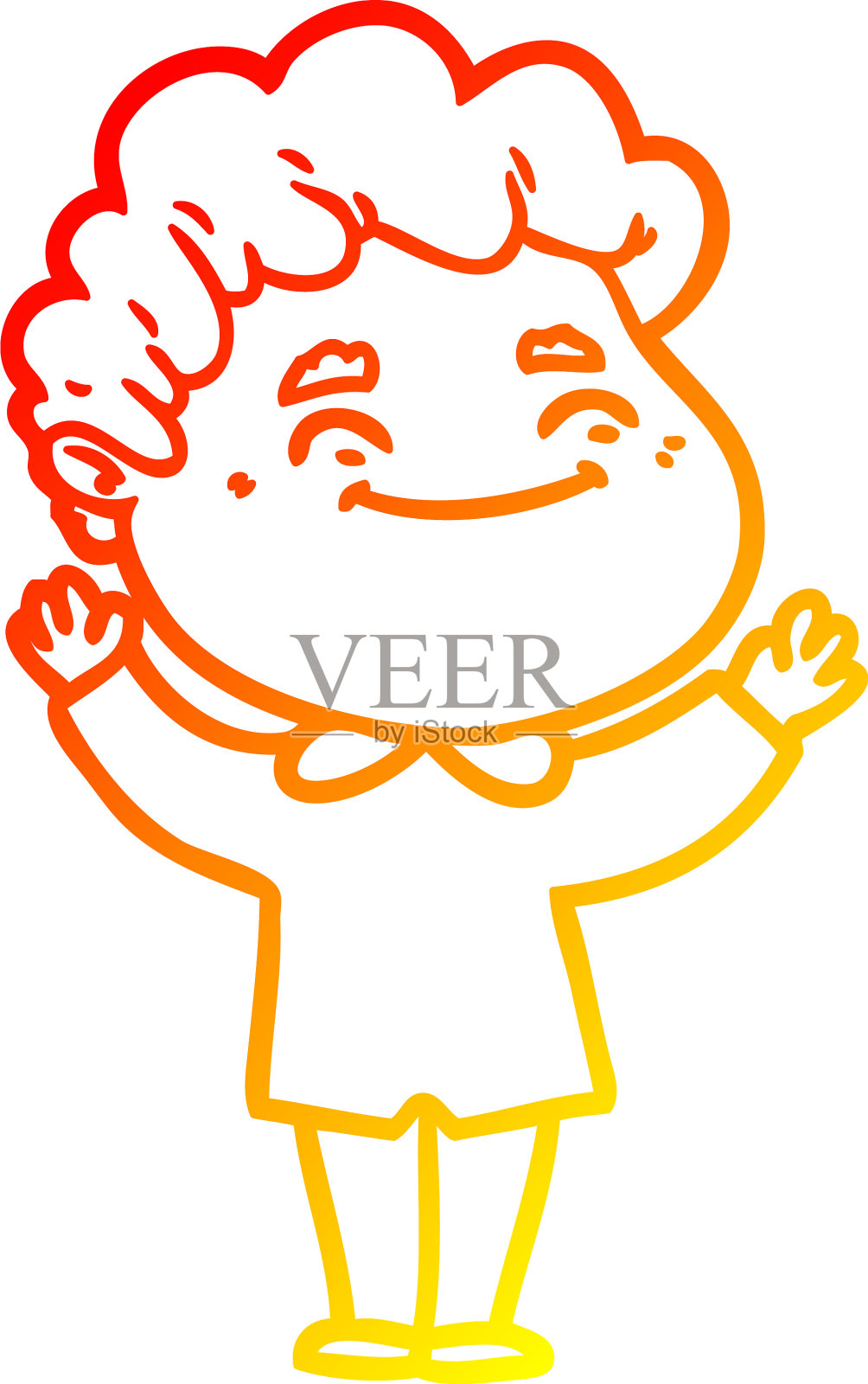 温暖的梯度线绘制卡通友好的人设计元素图片