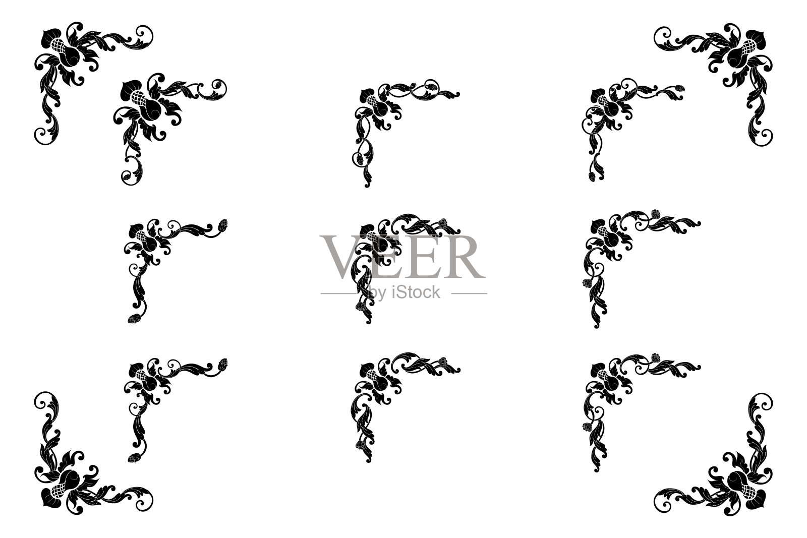 经典Vitage手绘婚礼矢量装饰框架插画图片素材