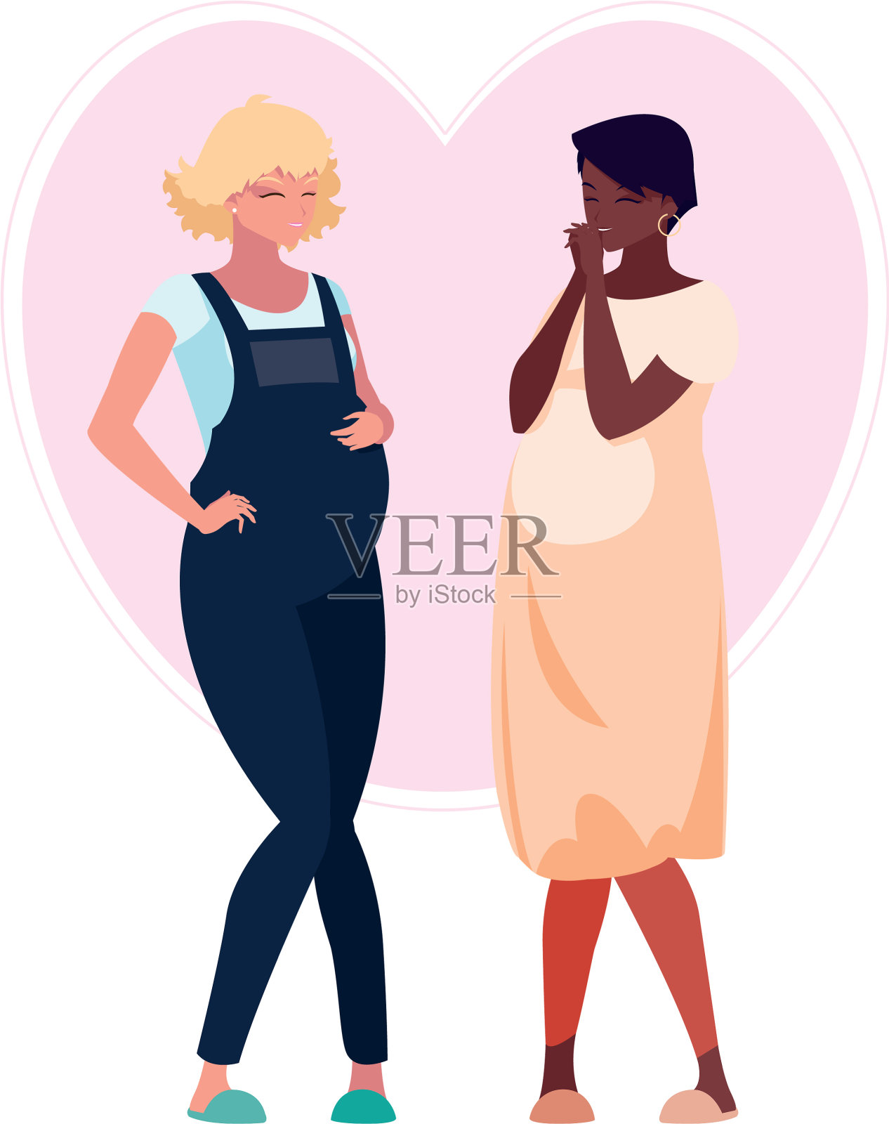 异族怀孕妇女的心设计元素图片
