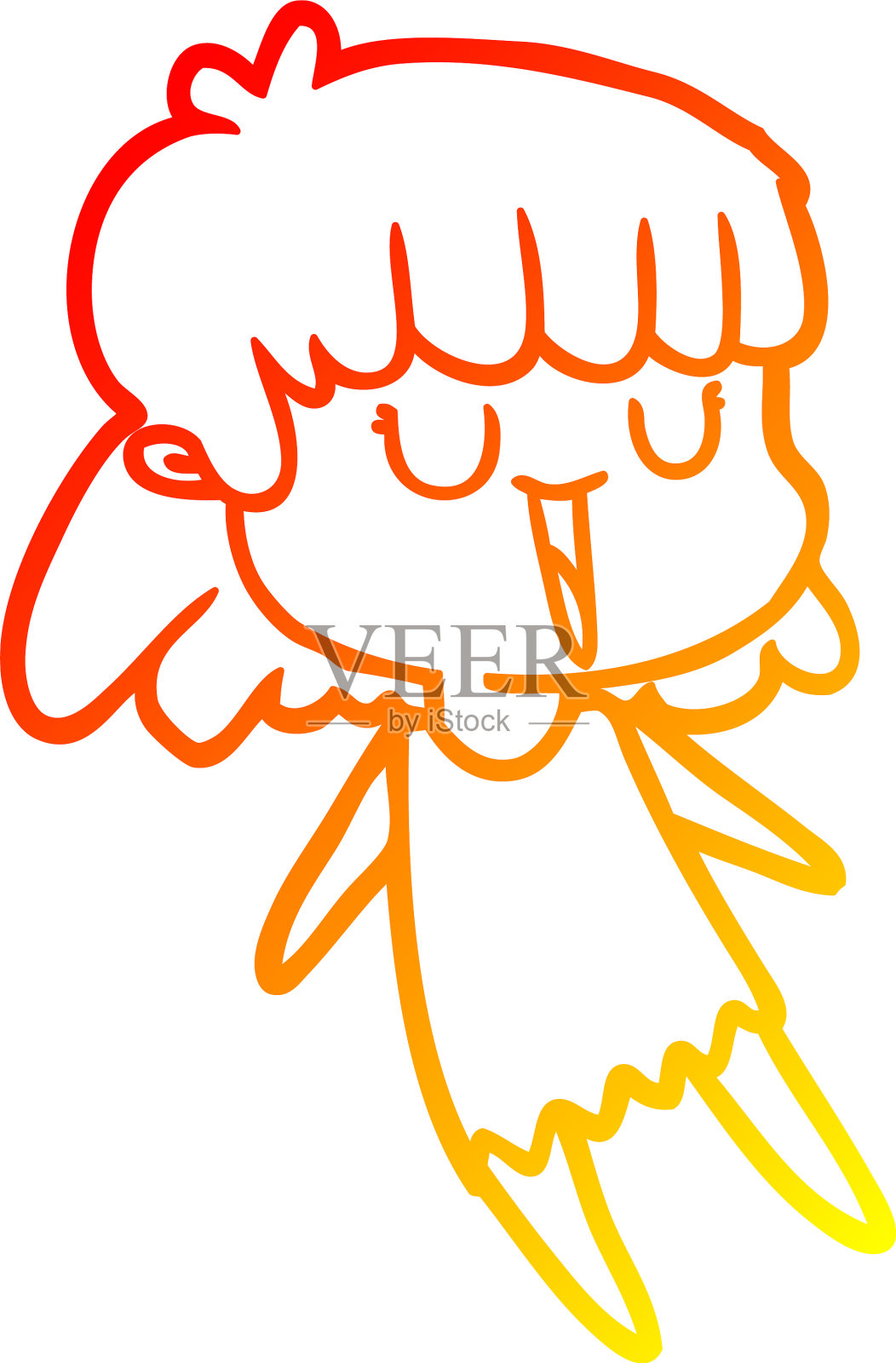 温暖的梯度线画卡通女人设计元素图片