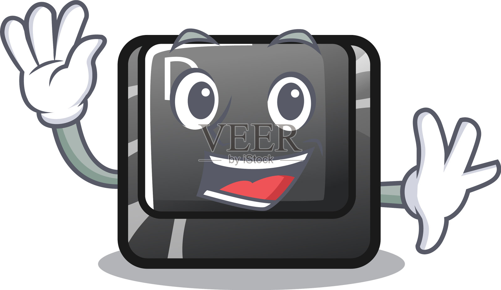 挥手按钮d孤立在卡通设计元素图片