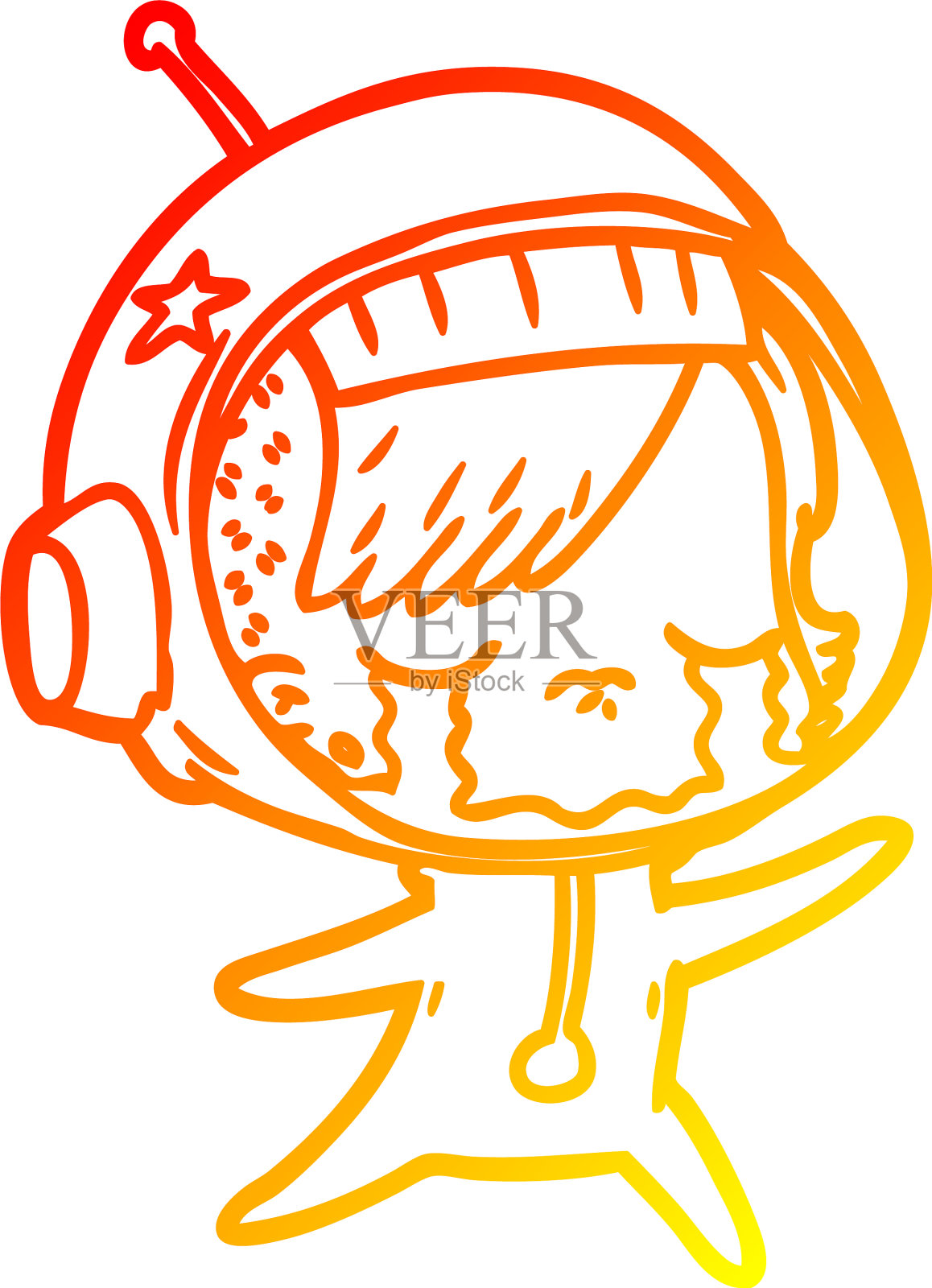 温暖的梯度线画卡通哭设计元素图片