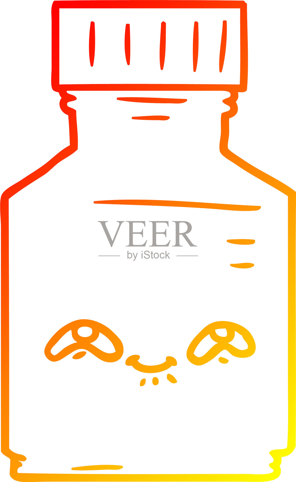 温梯度线绘制卡通药丸罐设计元素图片