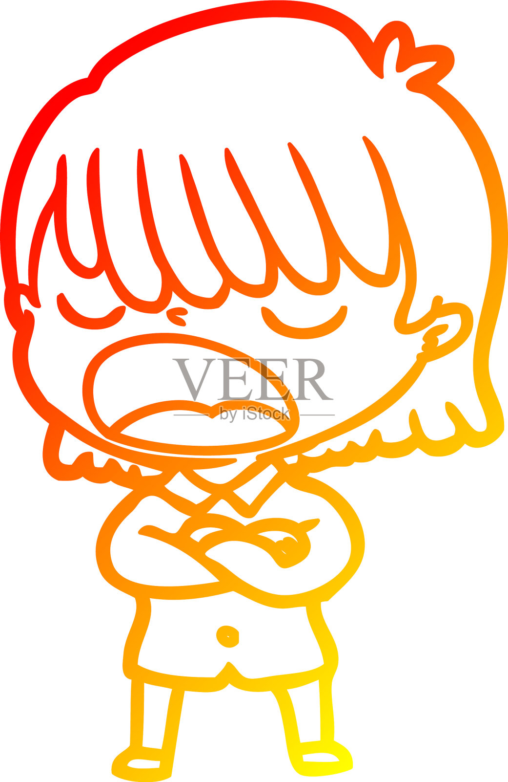 温暖的梯度线画卡通女人说话设计元素图片