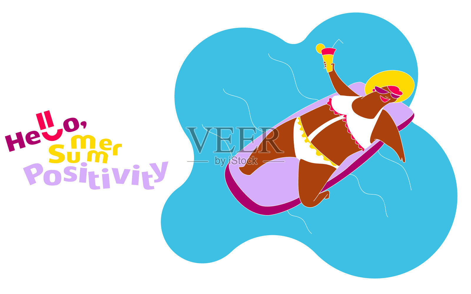 海滩上有趣快乐的胖女孩设计元素图片