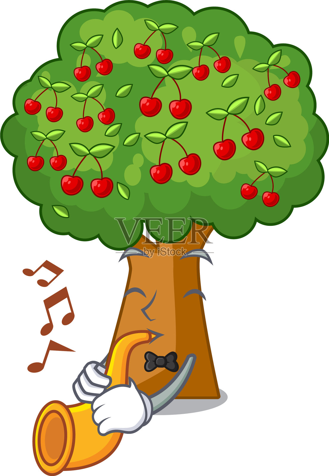 与喇叭樱桃树玩具的性格形状设计元素图片