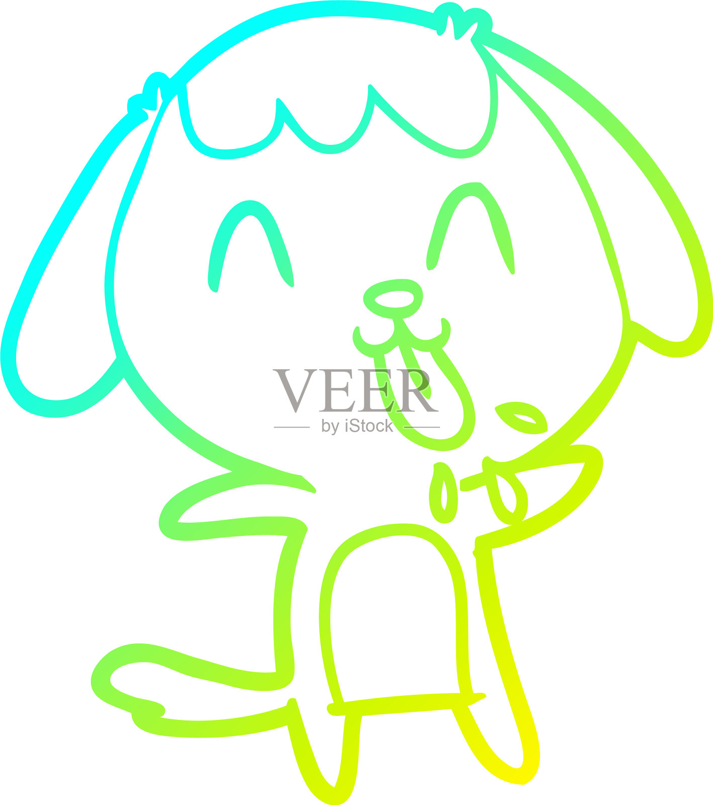 冷梯度线画可爱的卡通狗设计元素图片