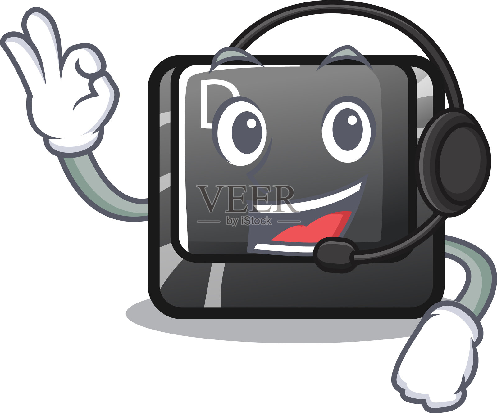 带有卡通形状的耳机按钮d设计元素图片