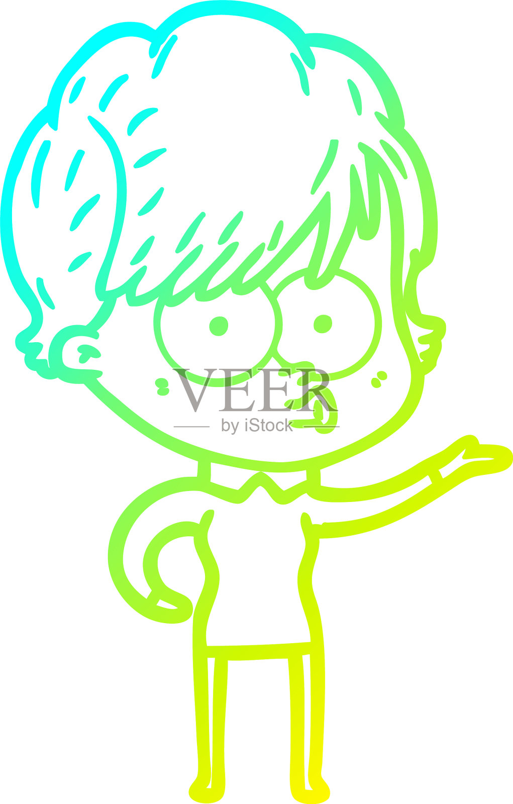 冷梯度线画卡通女人设计元素图片