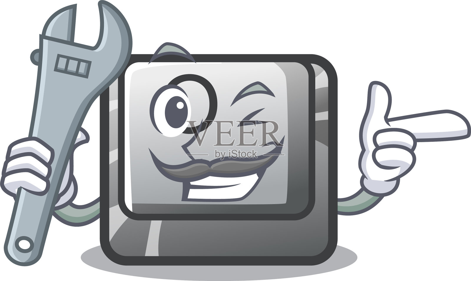 机修工按钮安装在吉祥物电脑上设计元素图片