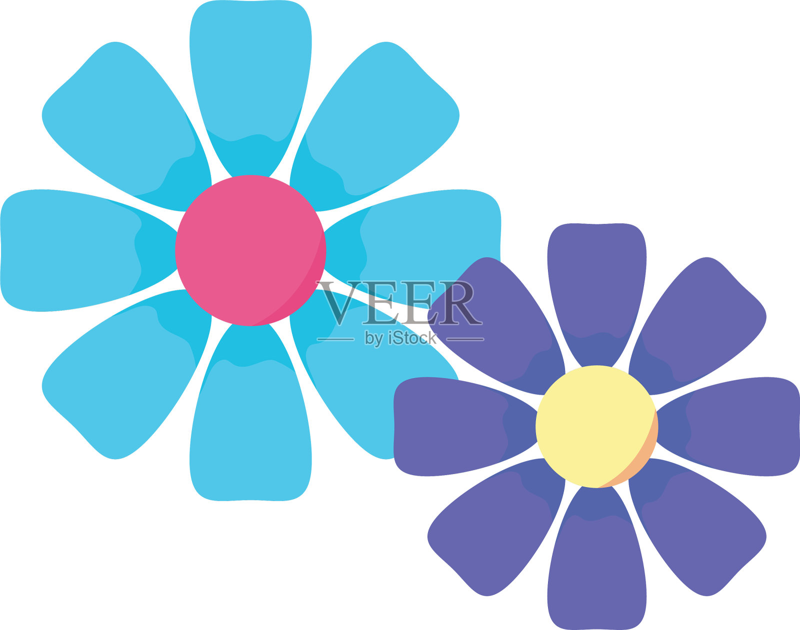 美丽的花与叶孤立的图标设计元素图片