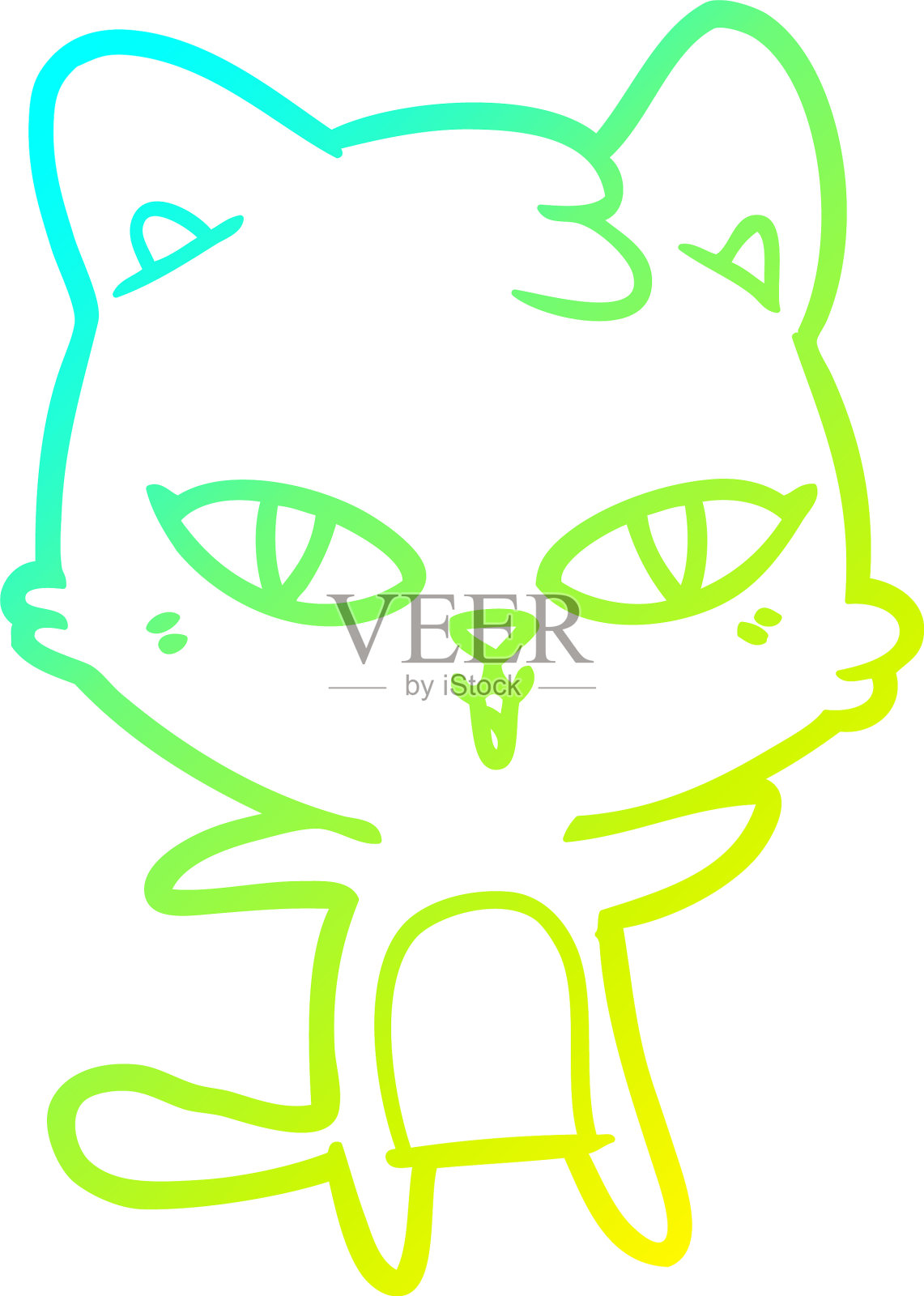 冷梯度线画卡通猫设计元素图片