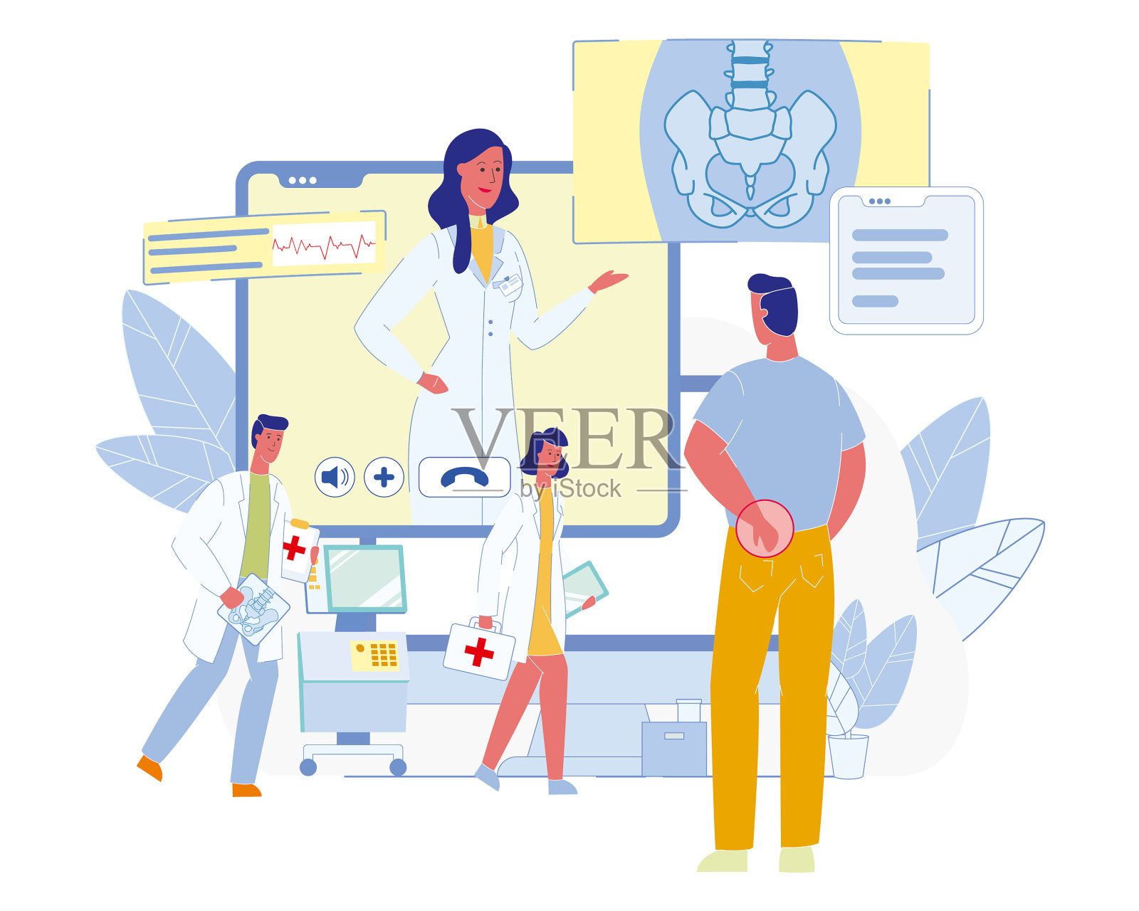 未来医疗保健技术的平面概念设计元素图片