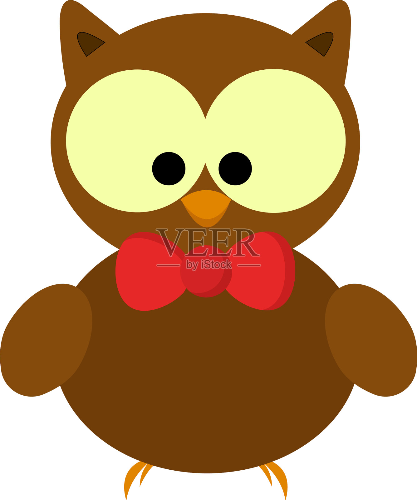 有红色蝴蝶结或颜色的猫头鹰设计元素图片