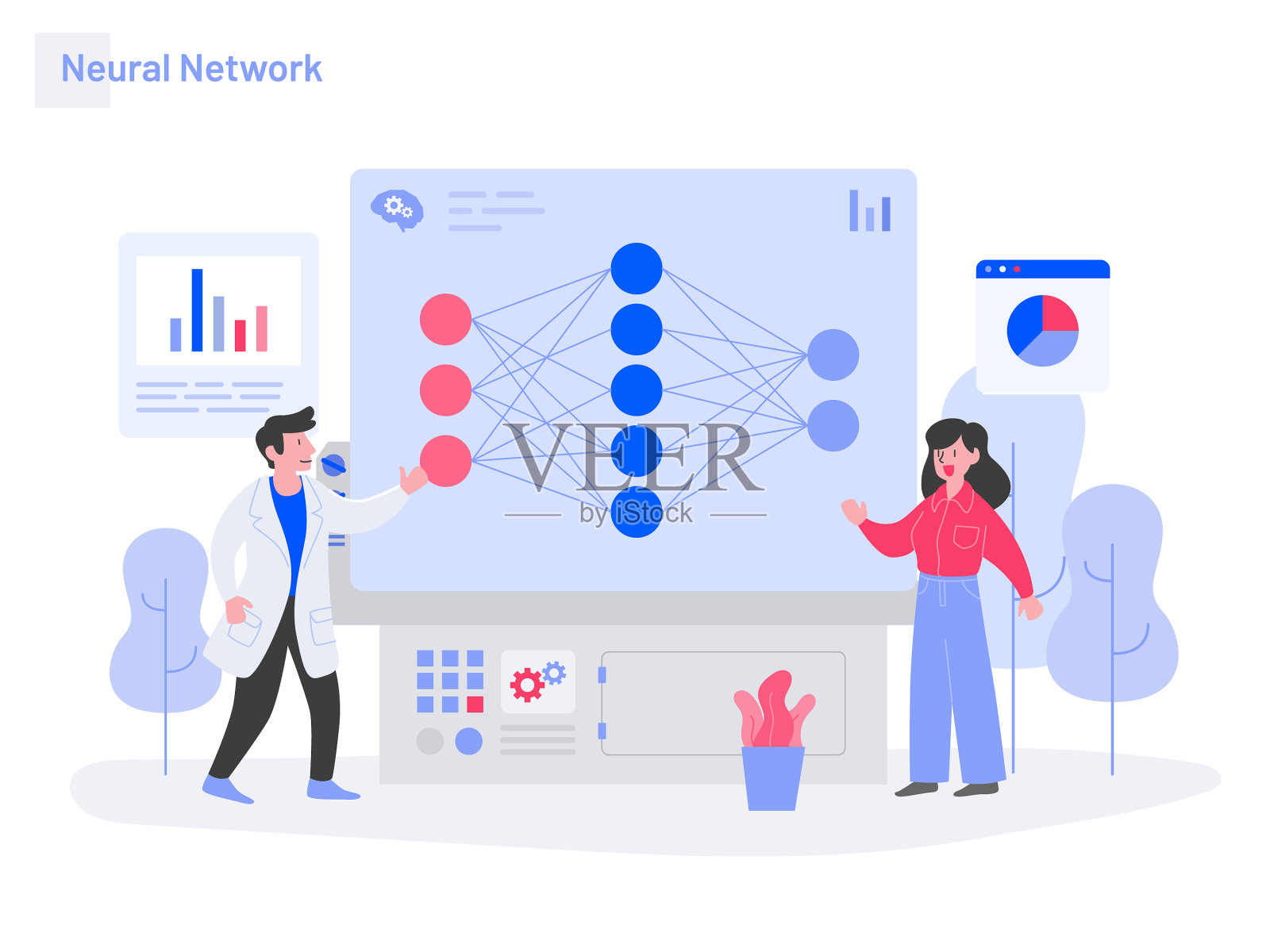 神经网络概念现代平面设计插画图片素材