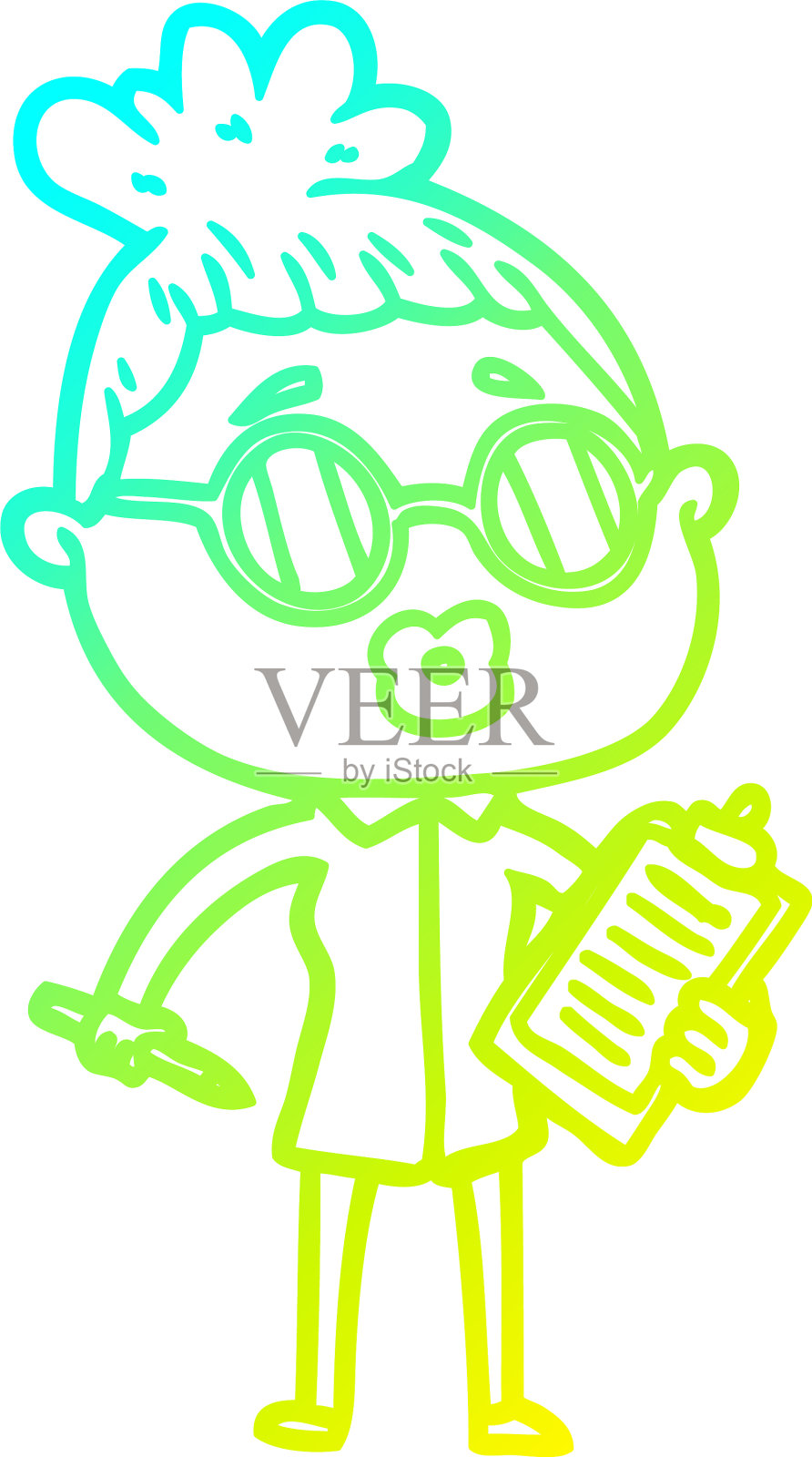 冷梯度线画卡通女经理设计元素图片