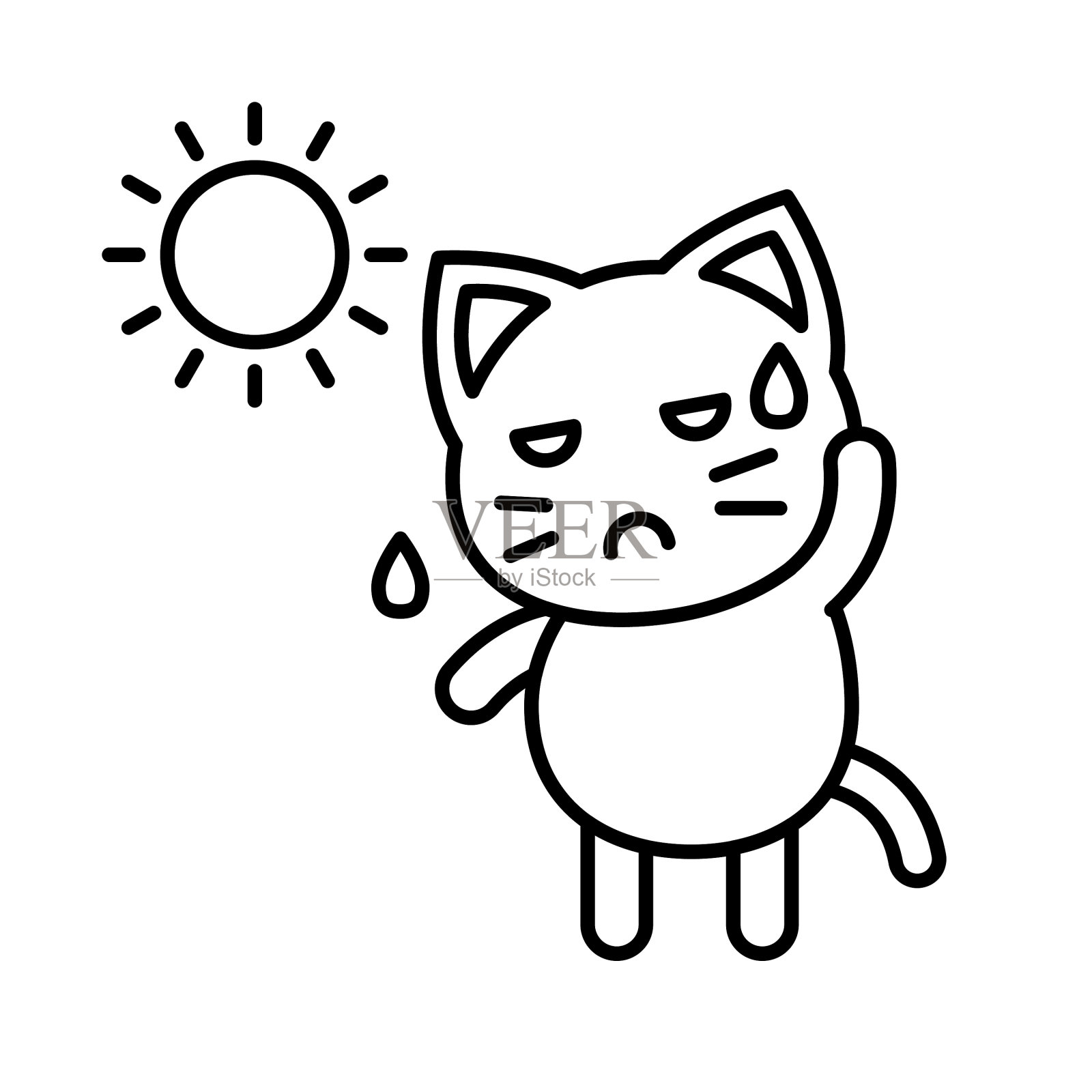 可爱的猫头像线条图标可编辑的笔触设计元素图片