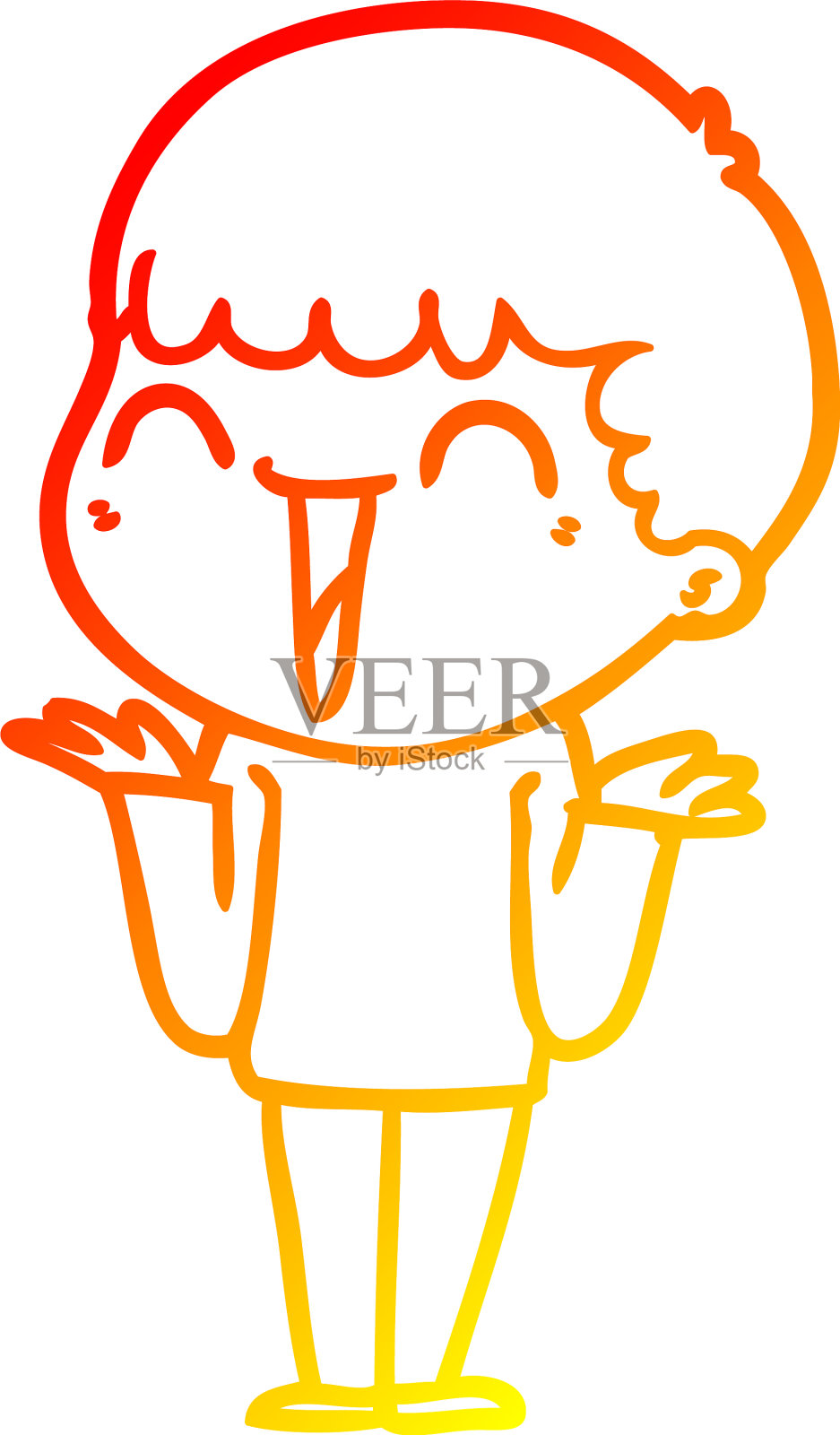 温暖的梯度线画卡通快乐的人设计元素图片