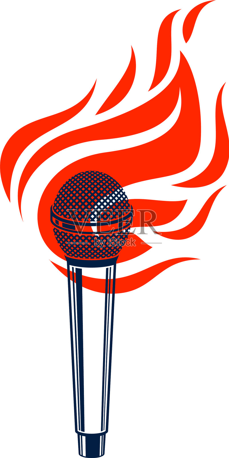 麦克风着火了热的麦克风在火焰中说唱战斗设计元素图片
