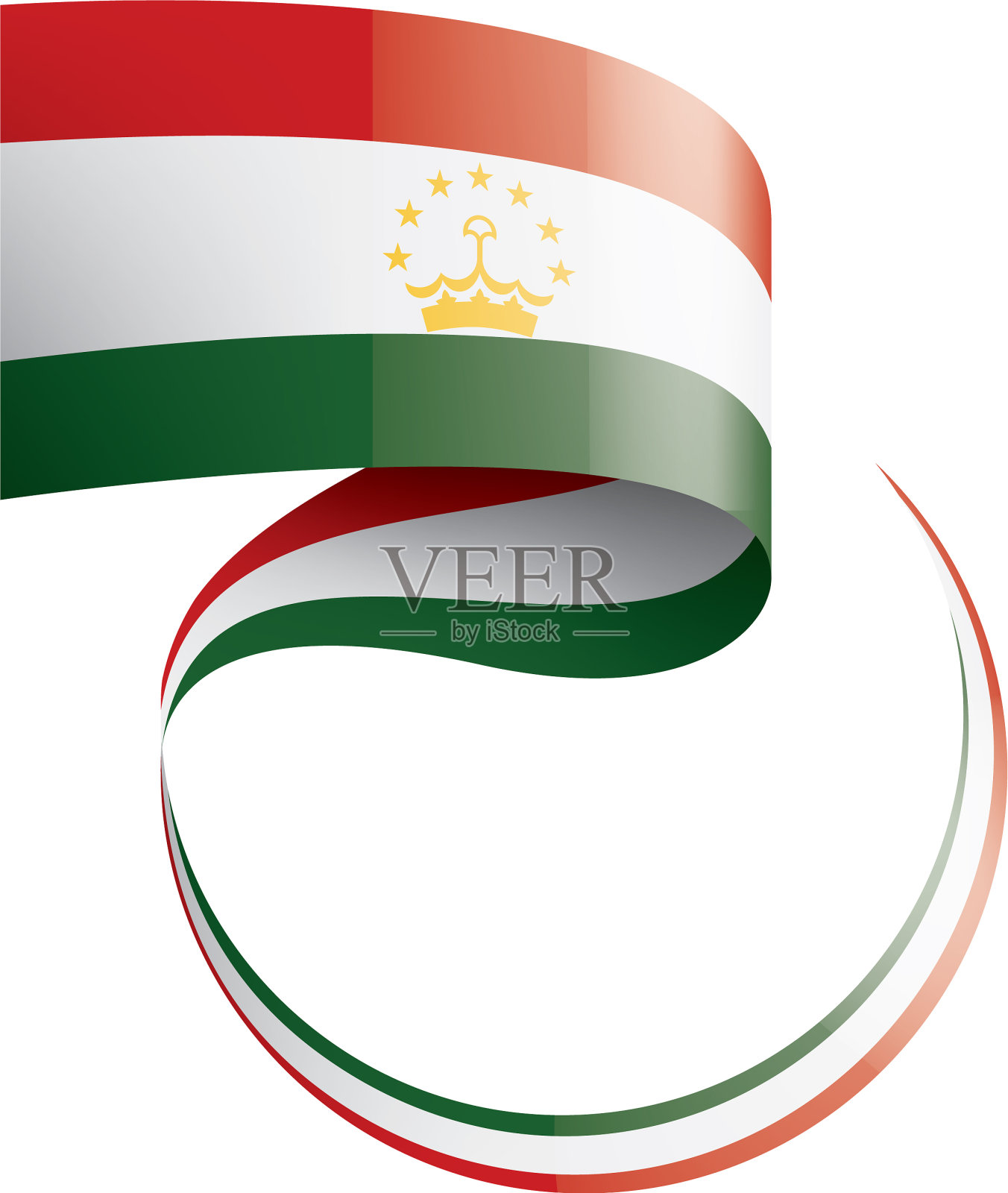 塔吉克斯坦国旗上有白色设计元素图片