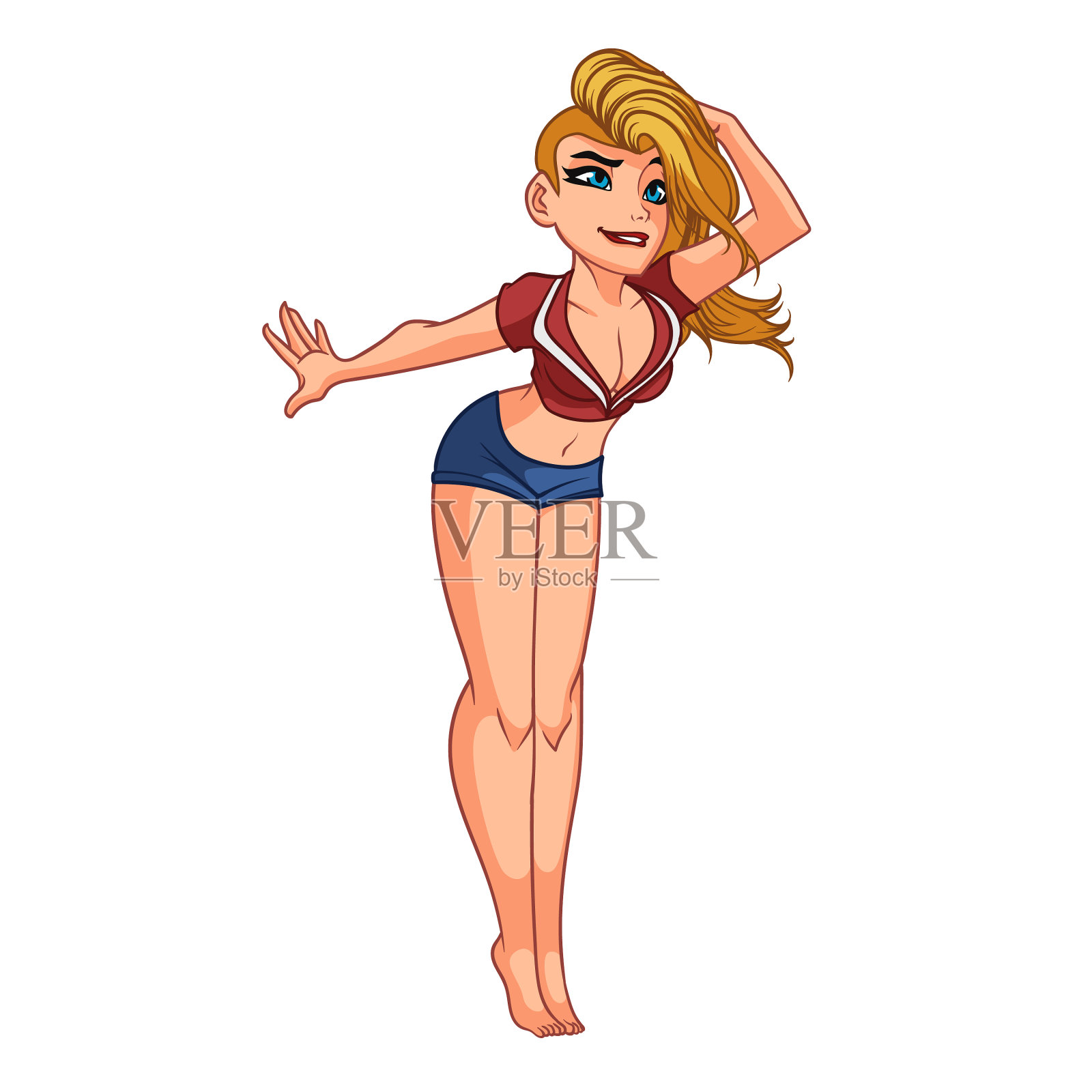 漂亮的金发女孩，留着波波头设计元素图片