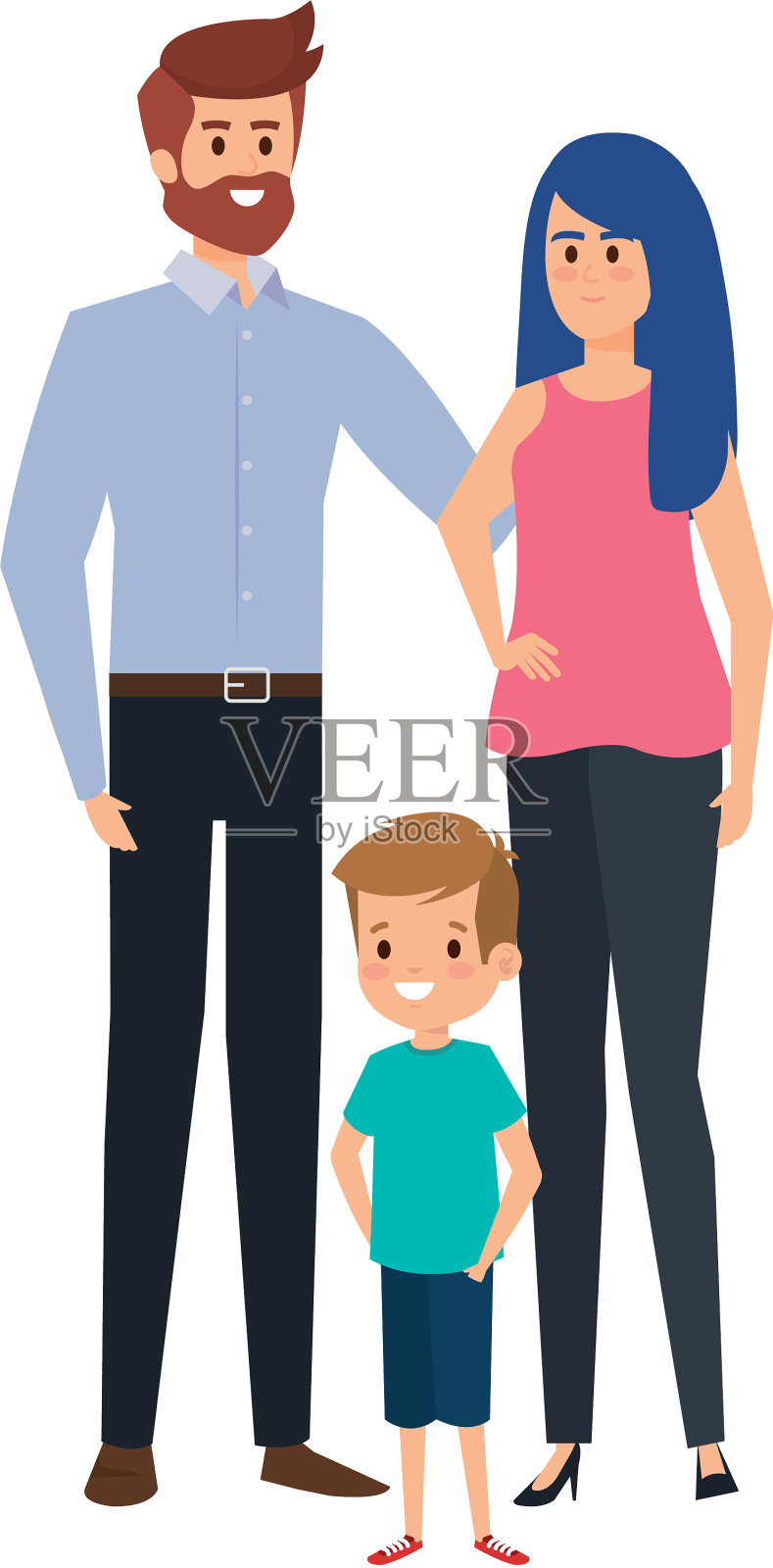 成年父母夫妇带着年幼的儿子设计元素图片