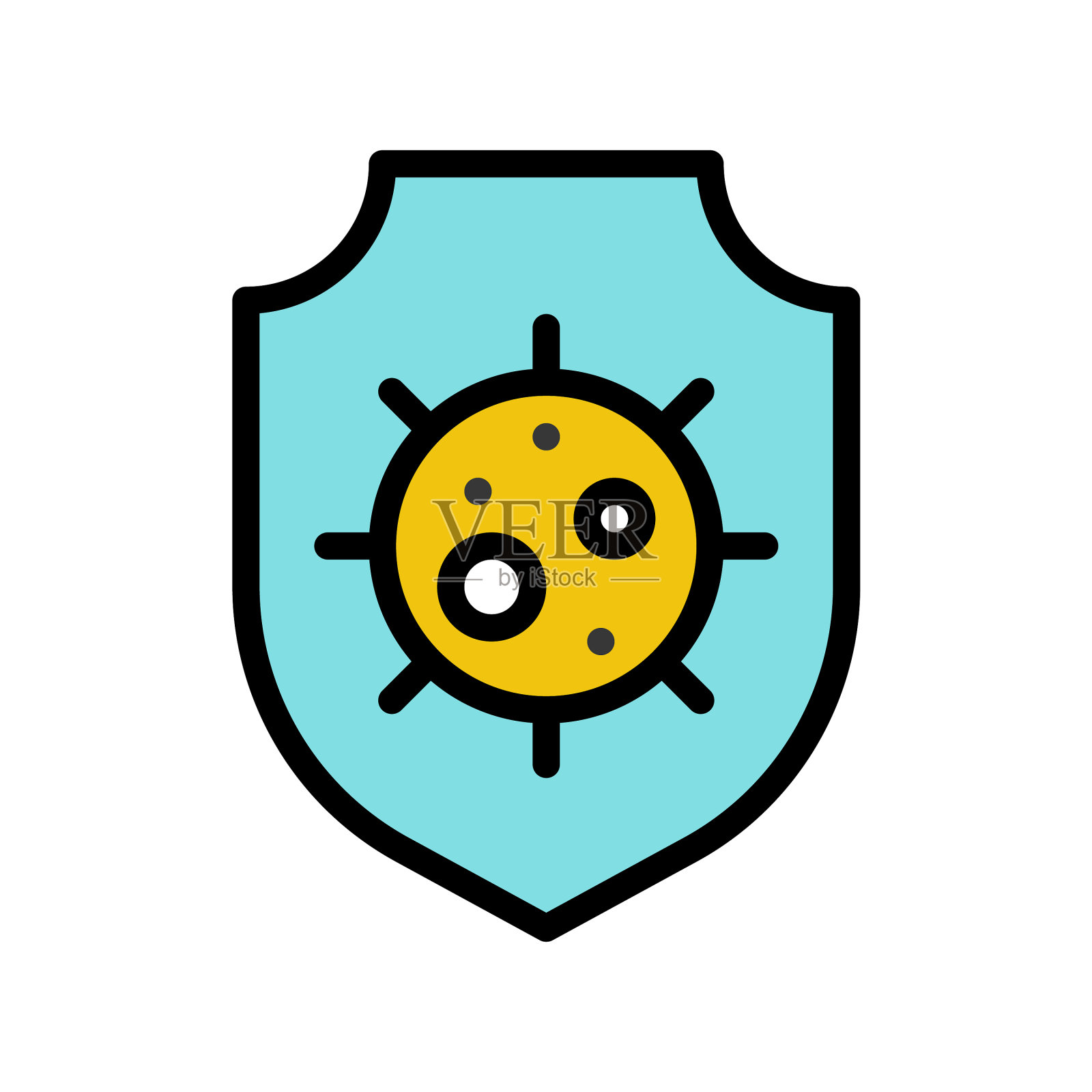 带细菌卫生的盾牌图标设计元素图片